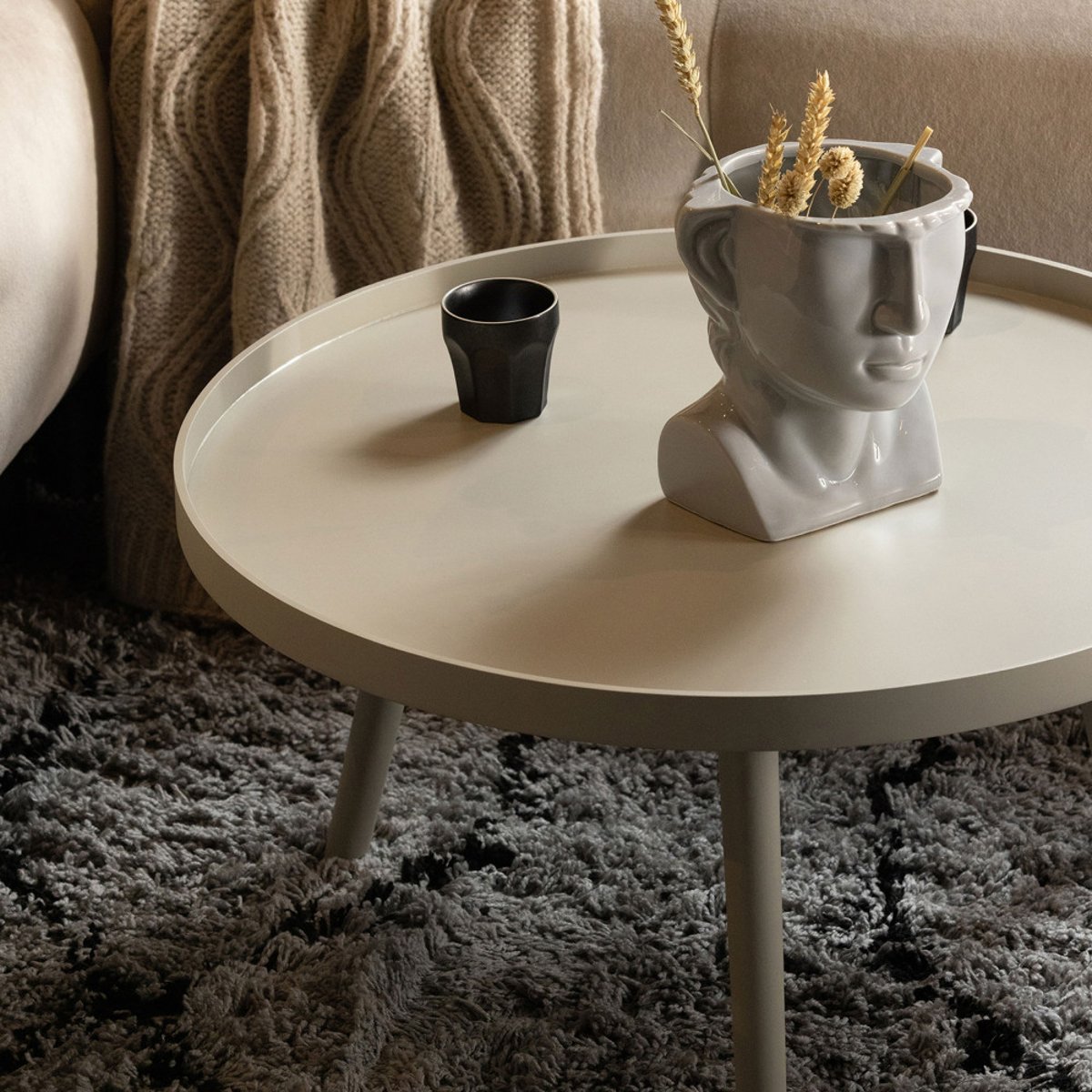 Table d'appoint ronde bois - MESA beige, WOOOD