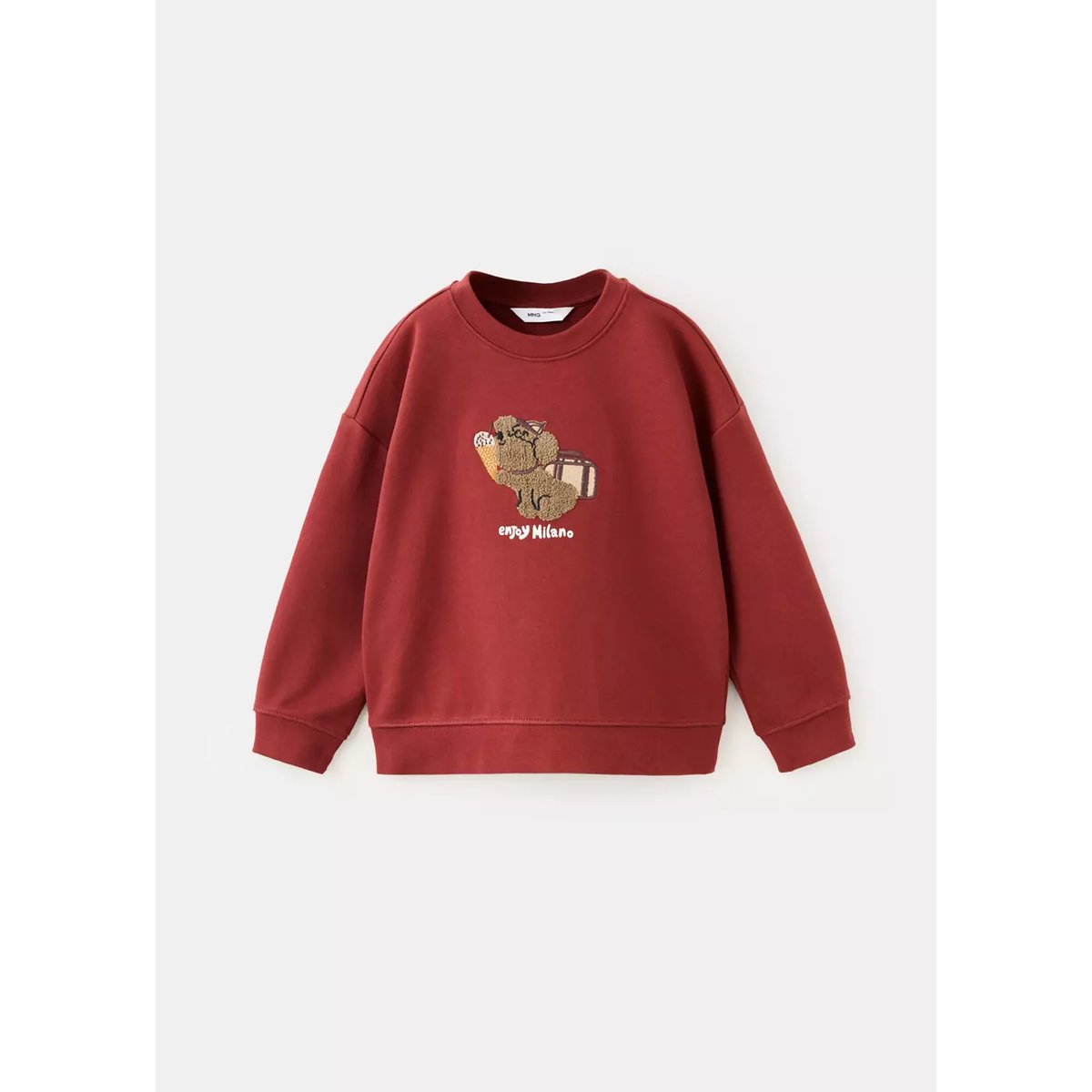 Sweat-shirt oversize à motif en relief grenat, MANGO BABY