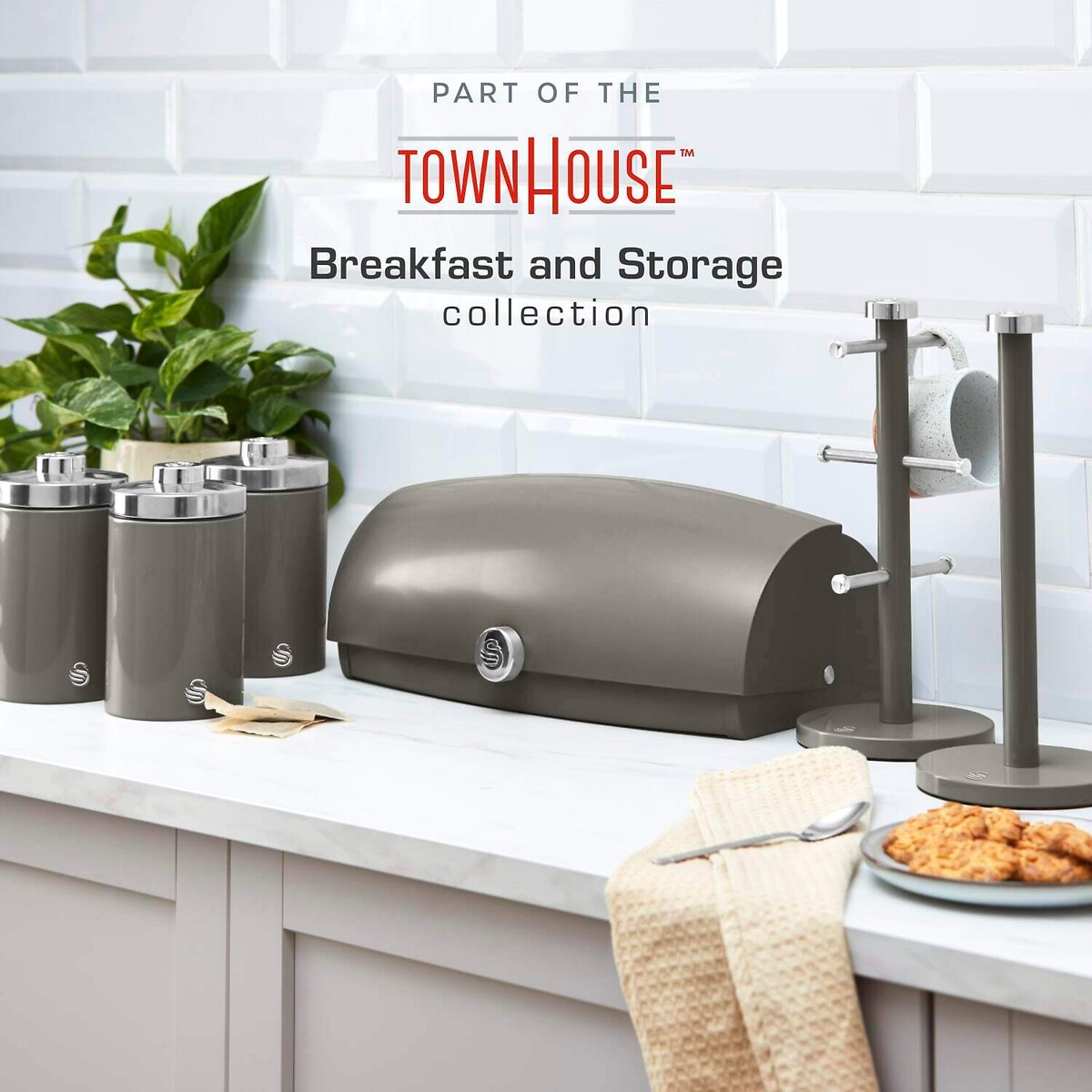 Set of 3 Townhouse Canisters grey, SWAN