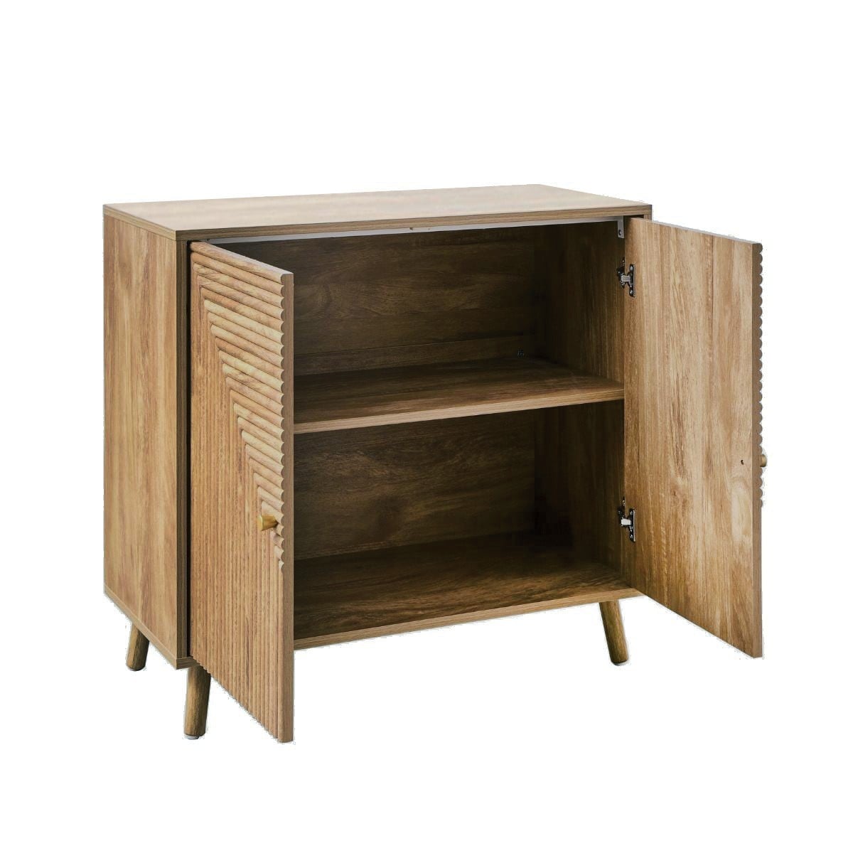 Buffet 2 portes effet lames L EDEN bois clair, CALICOSY