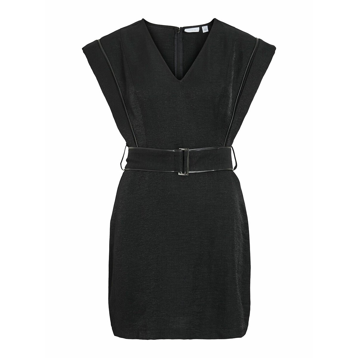 Robe courte ceinturée à manches courtes noir, VILA