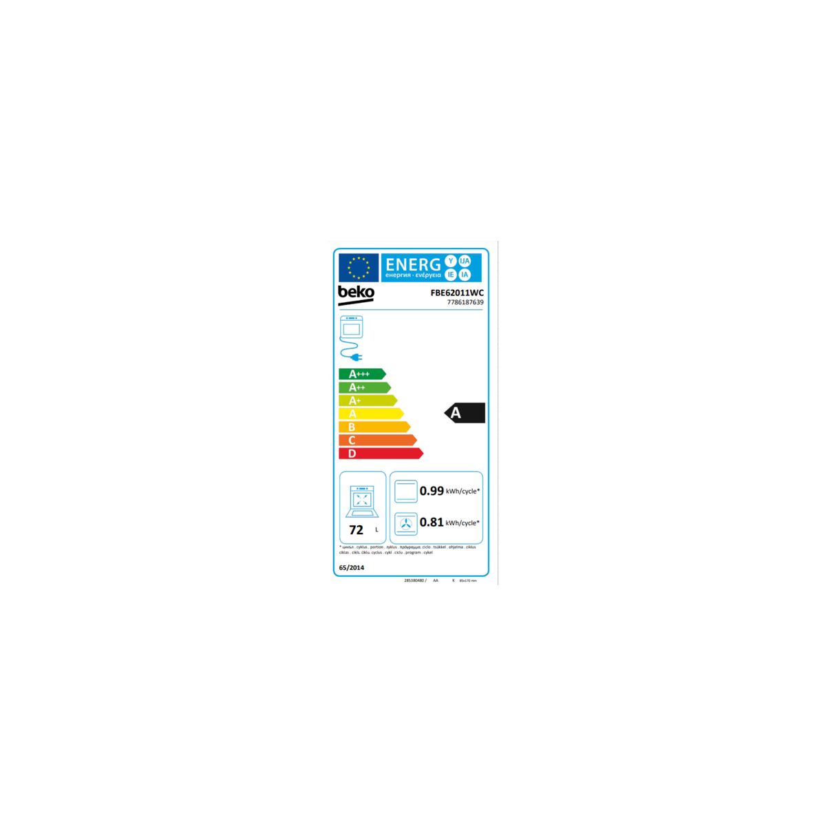 Cuisinière gaz FBE62011WC couleur unique, BEKO