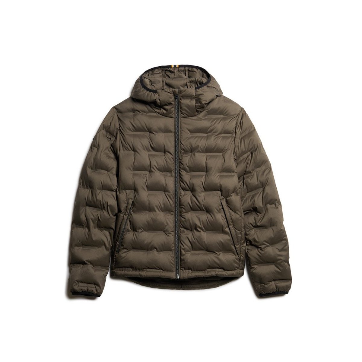 Doudoune matelassée à capuche marron nuit tombée, SUPERDRY
