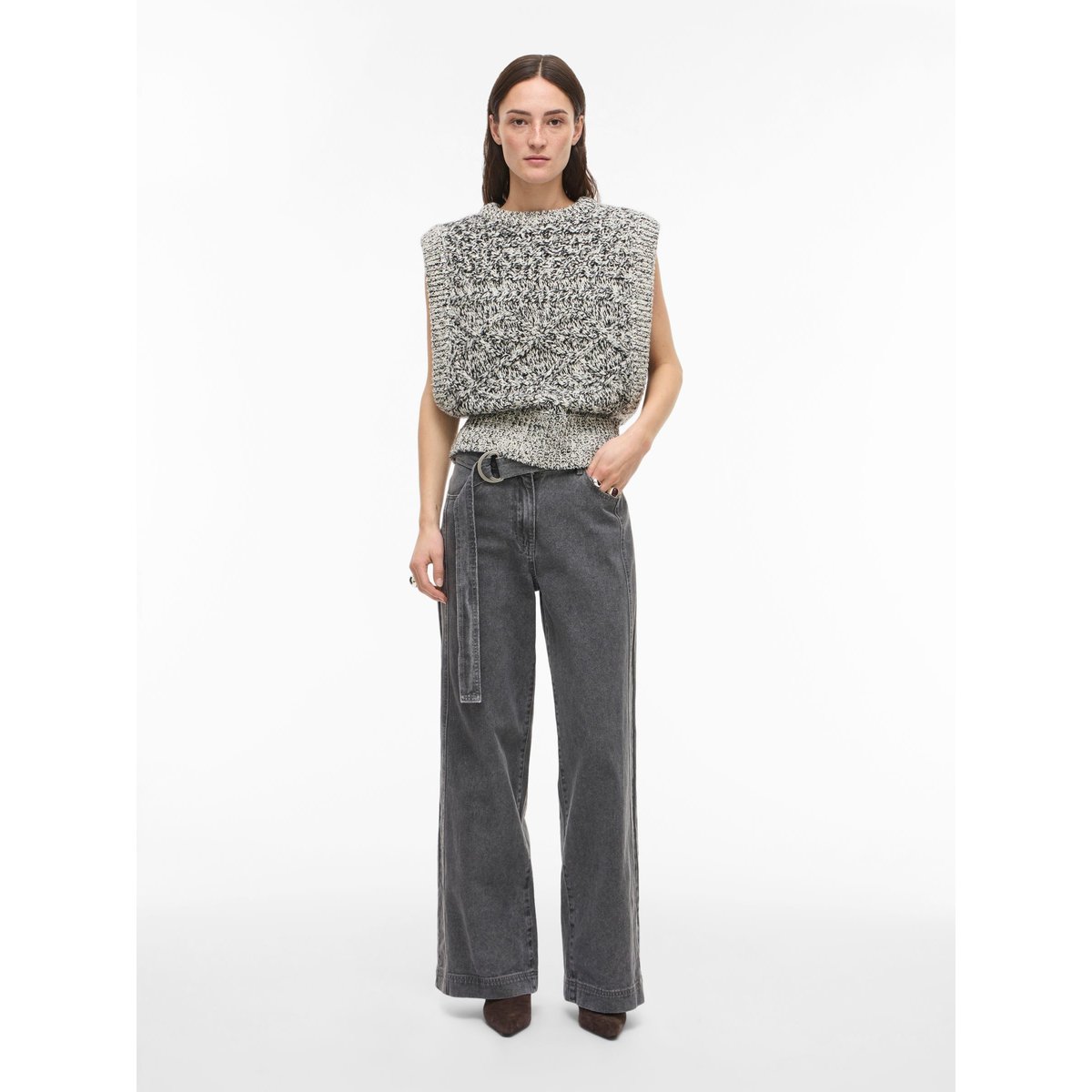 Jean À Coupe Ample light grey denim, ROUGE EDIT