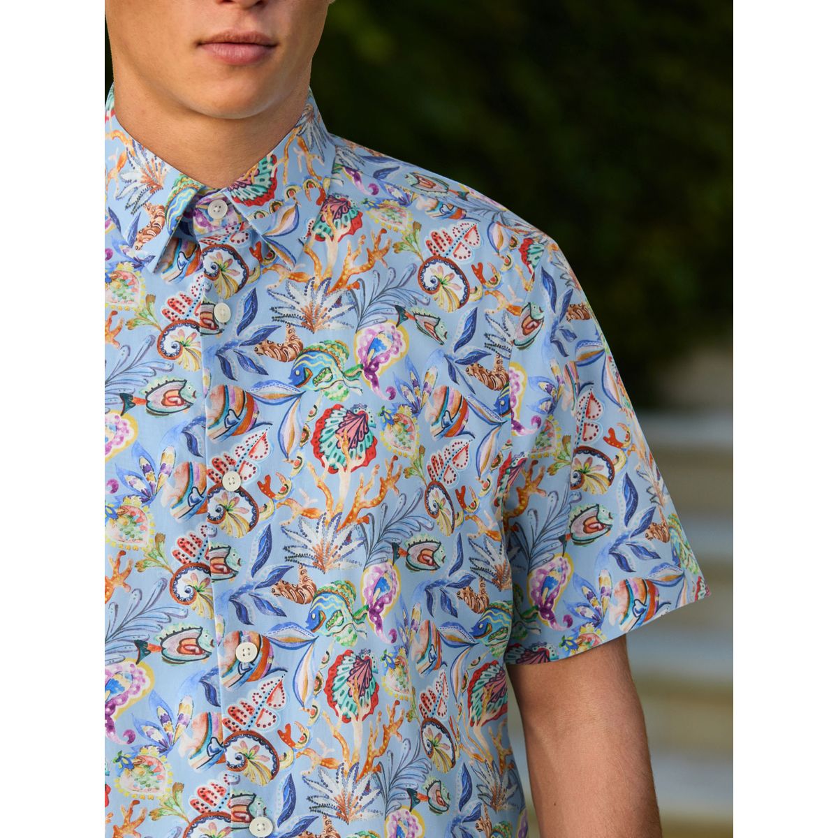 Chemise liberty à manches courtes signature poisson multicolore, NEXT