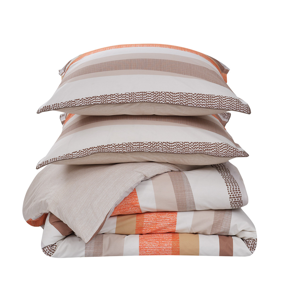 Parure de lit avec 2 taies 65x65 cm en percale YAKOUBA ficelle, SENSEI MAISON