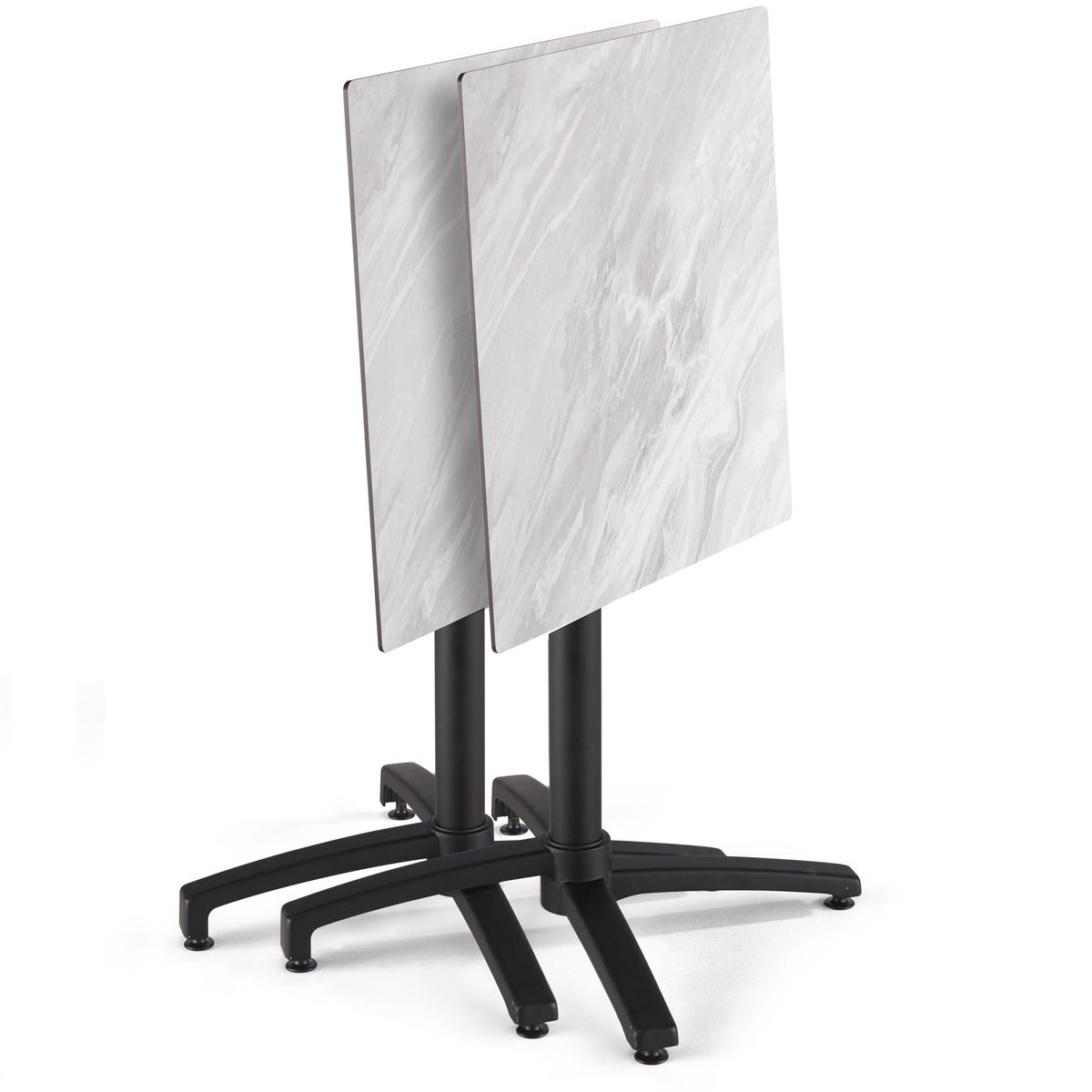 Salon de jardin table inclinable en HPL et 4 chaises en métal marbre chaise gris anthracite, OVIALA