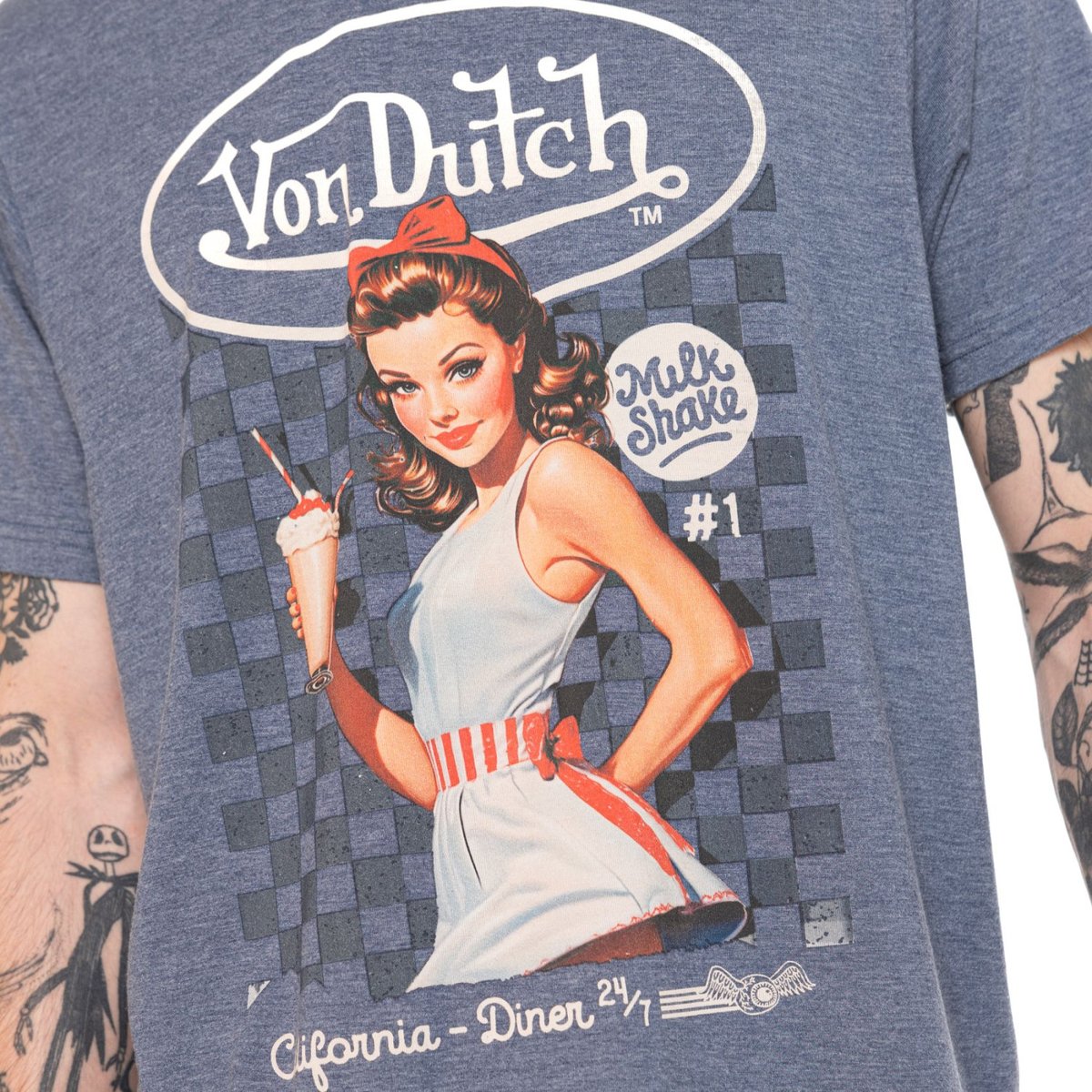 Tee shirt coton CREAM bleu/rouge, VON DUTCH