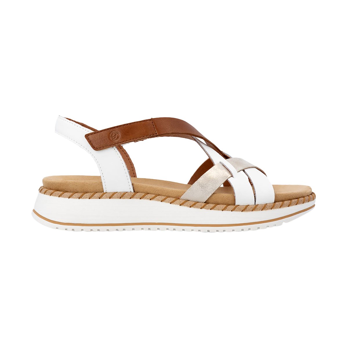 Sandale Cuir Compensée blanc combi, REMONTE