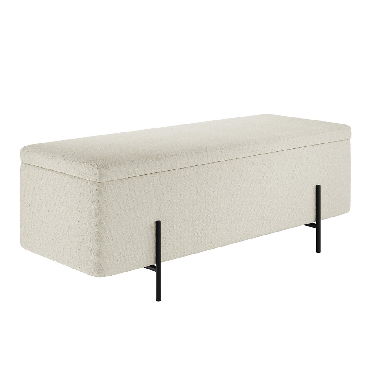 Bouclé Storage Ottoman Bench ivory, SO'HOME