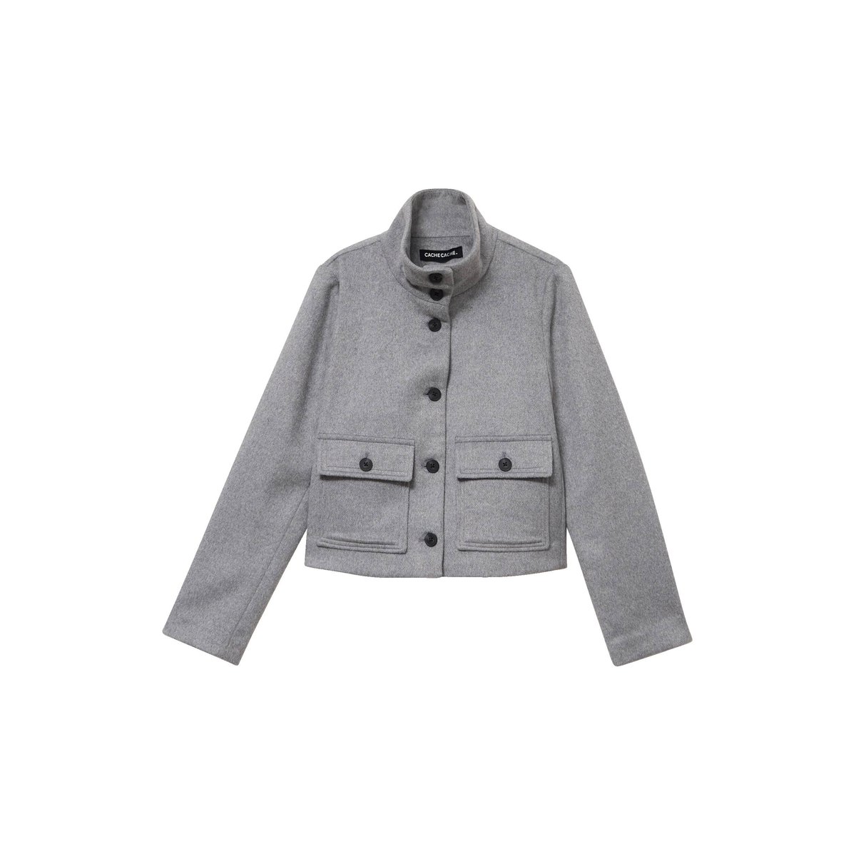 Veste courte aspect laineux gris, CACHE CACHE