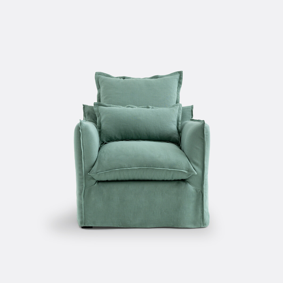 Fauteuil, déhoussable, en lin froissé, ODNA vert sauge, LA REDOUTE INTERIEURS