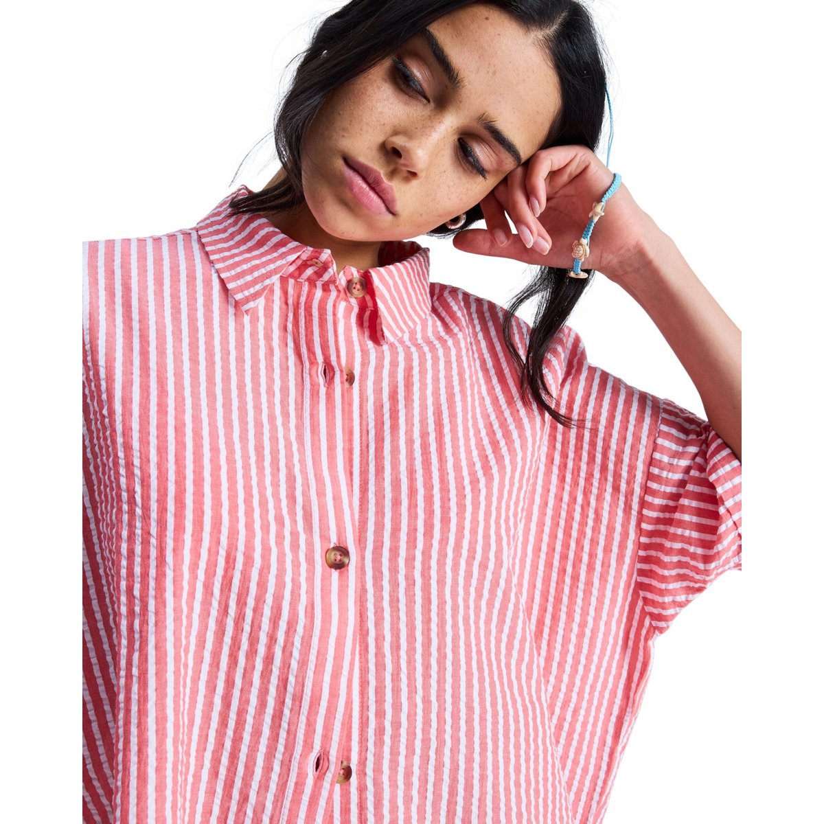 Chemise manches courtes BEACHY NOSTALGIA. rouge hibiscus sunrise stripe, ROXY