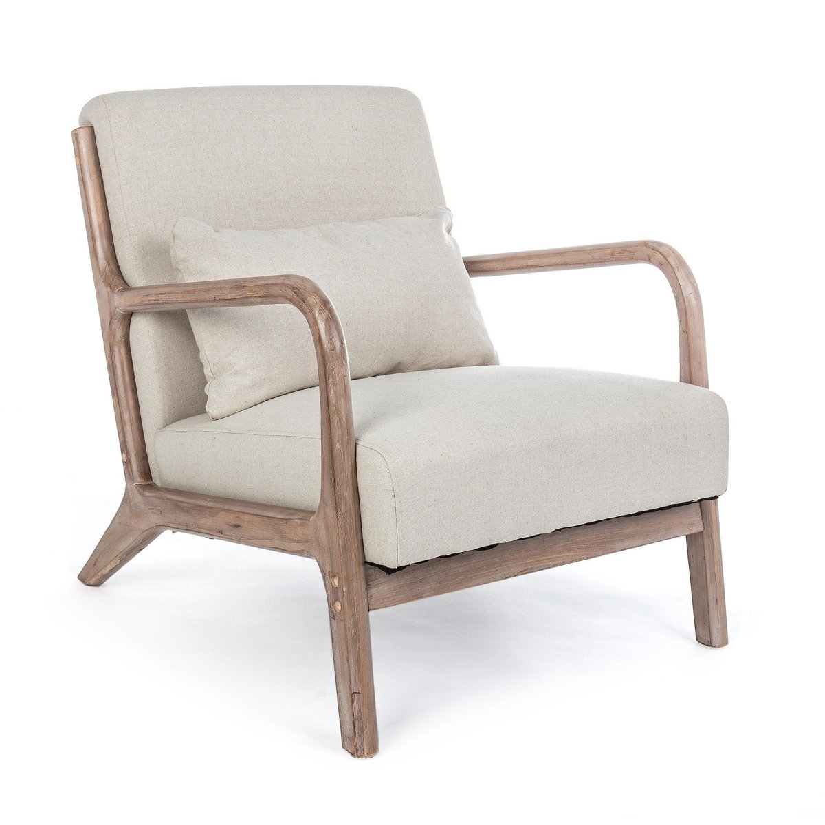 Fauteuil avec accoudoirs en lin matelassé - SEVENTIES beige, HELLIN, DEPUIS 1862