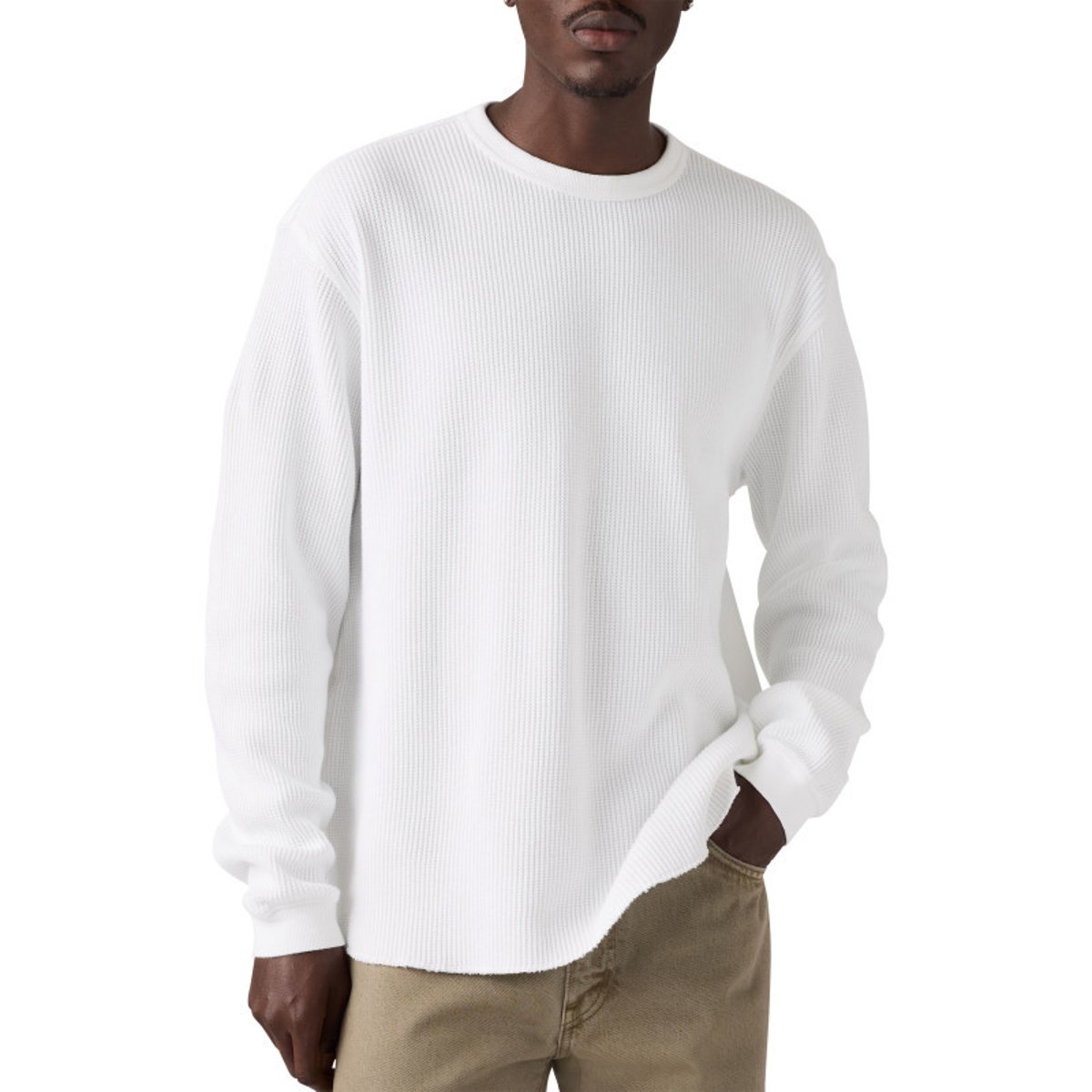 T-shirt en coton blanc à coupe droite pourvu de manches longues blanc, LEVI'S