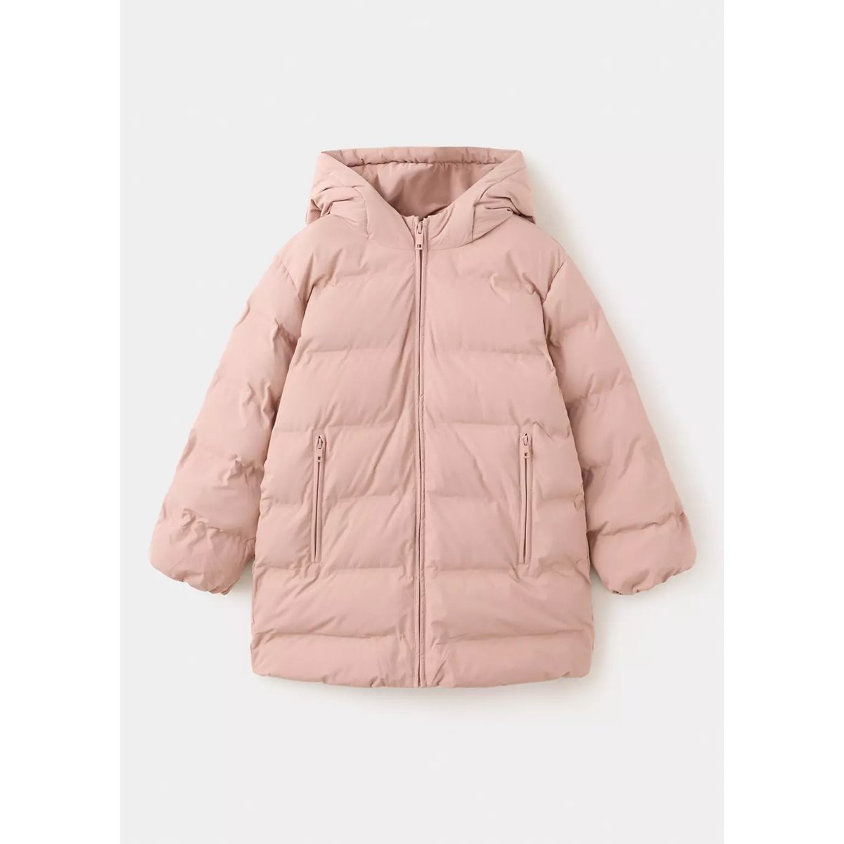 Anorak long matelassé capuche rose, MANGO KIDS