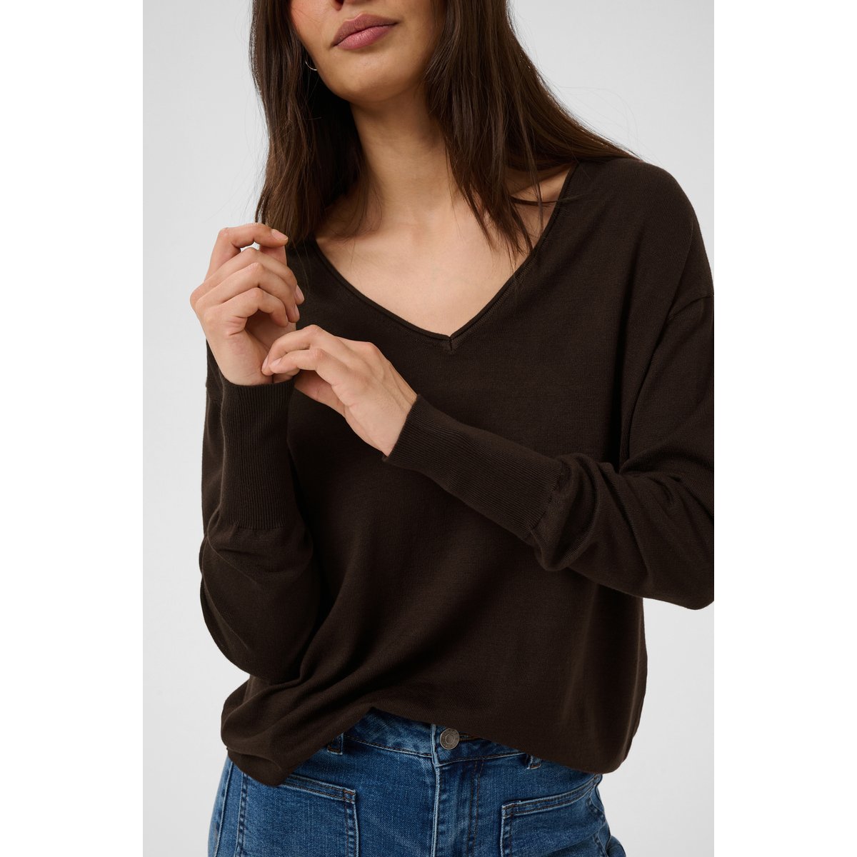 Pullover tricoté marron coffee bean, KAFFE