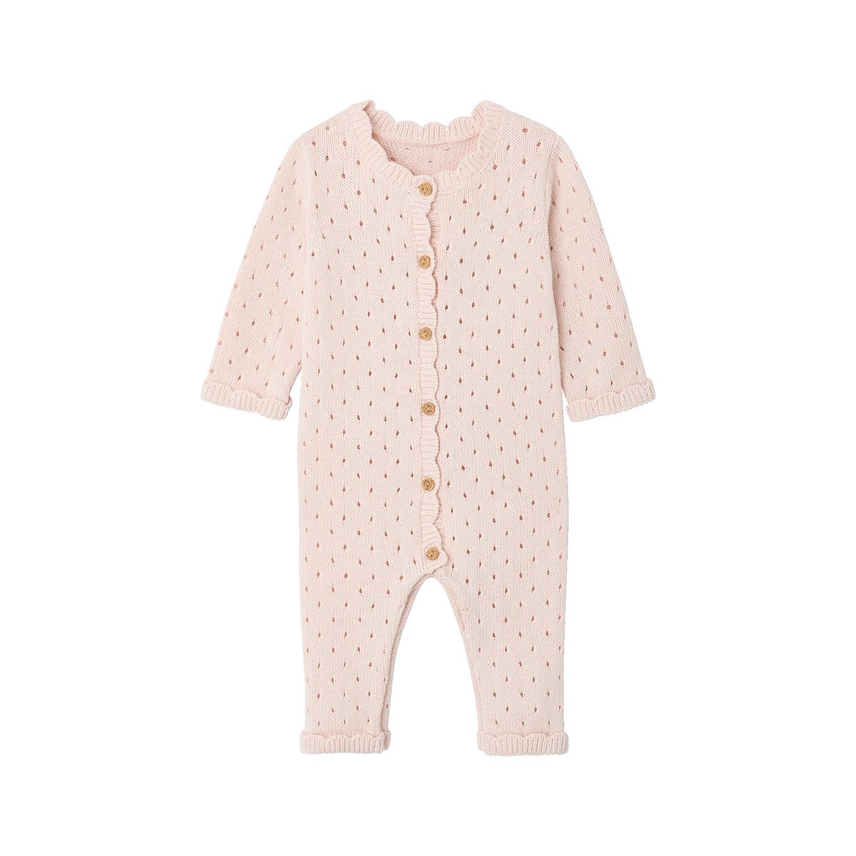 Ensemble combinaison et bonnet naissance rose pâle, VERTBAUDET