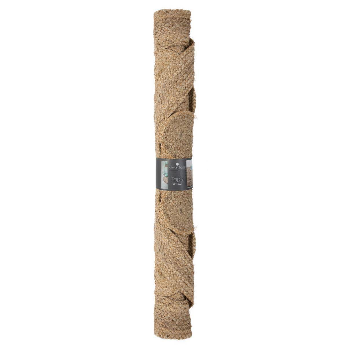 Tapis salon rond en jute ESRA beige, ATMOSPHERA