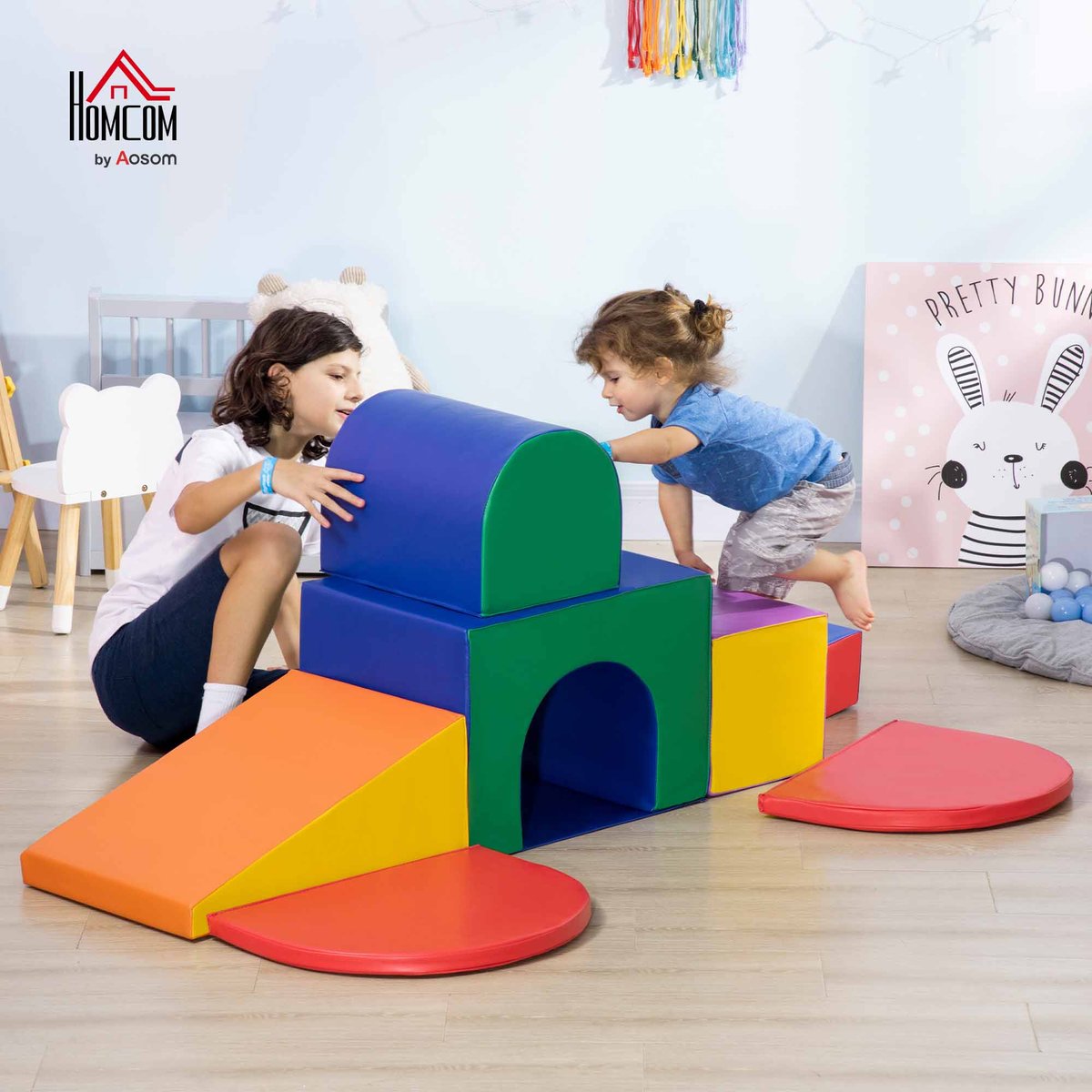 Ensemble de jeux mous pour enfants PU multicolore, HOMCOM