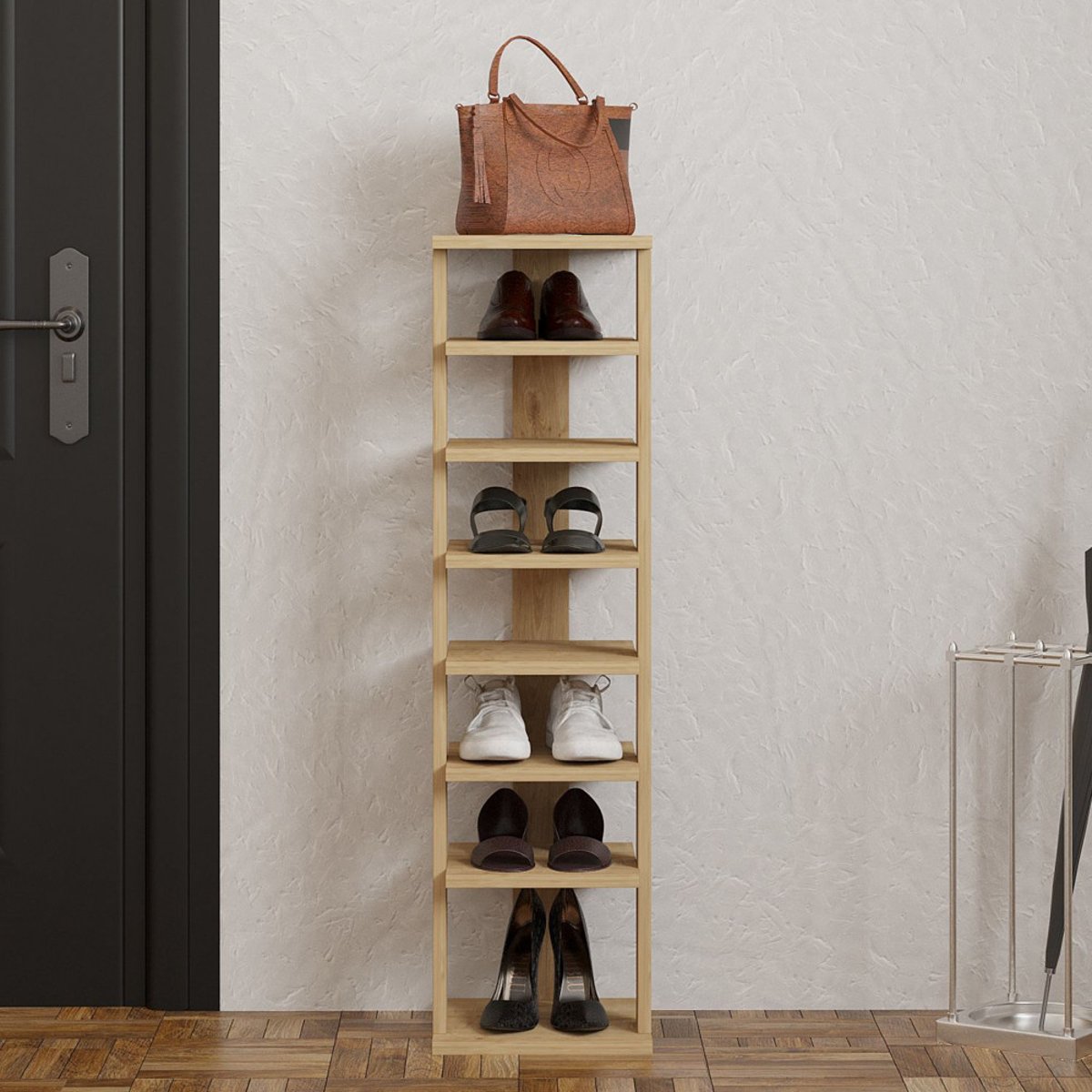 Étagère à chaussures en bois H110cm- STATE bois clair, DRAWER