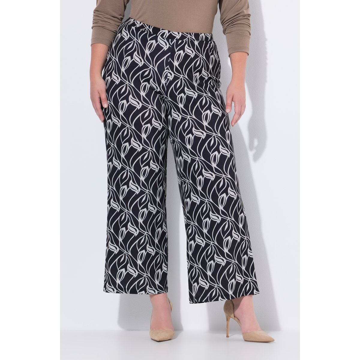 Pantalon en jersey, jambe droite et large noir, ULLA POPKEN