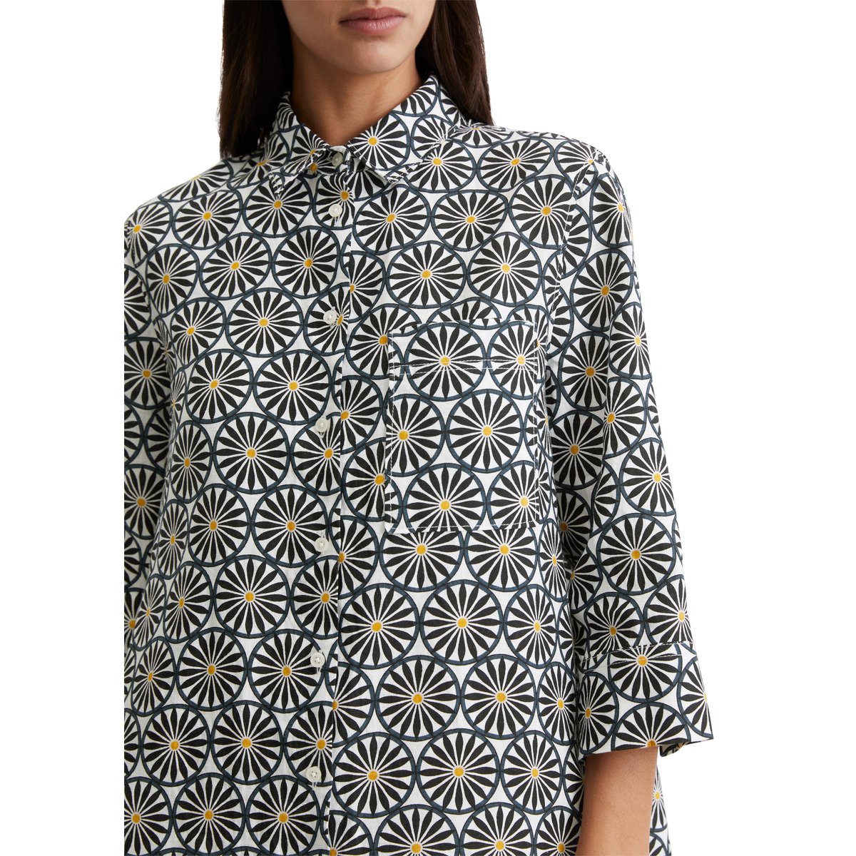 Robe en lin relaxed avec motif imprimé blanc, MARC O'POLO