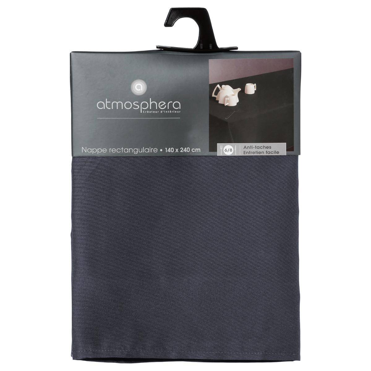 Nappe rectangulaire anti-tâche LALLIE gris foncé, ATMOSPHERA