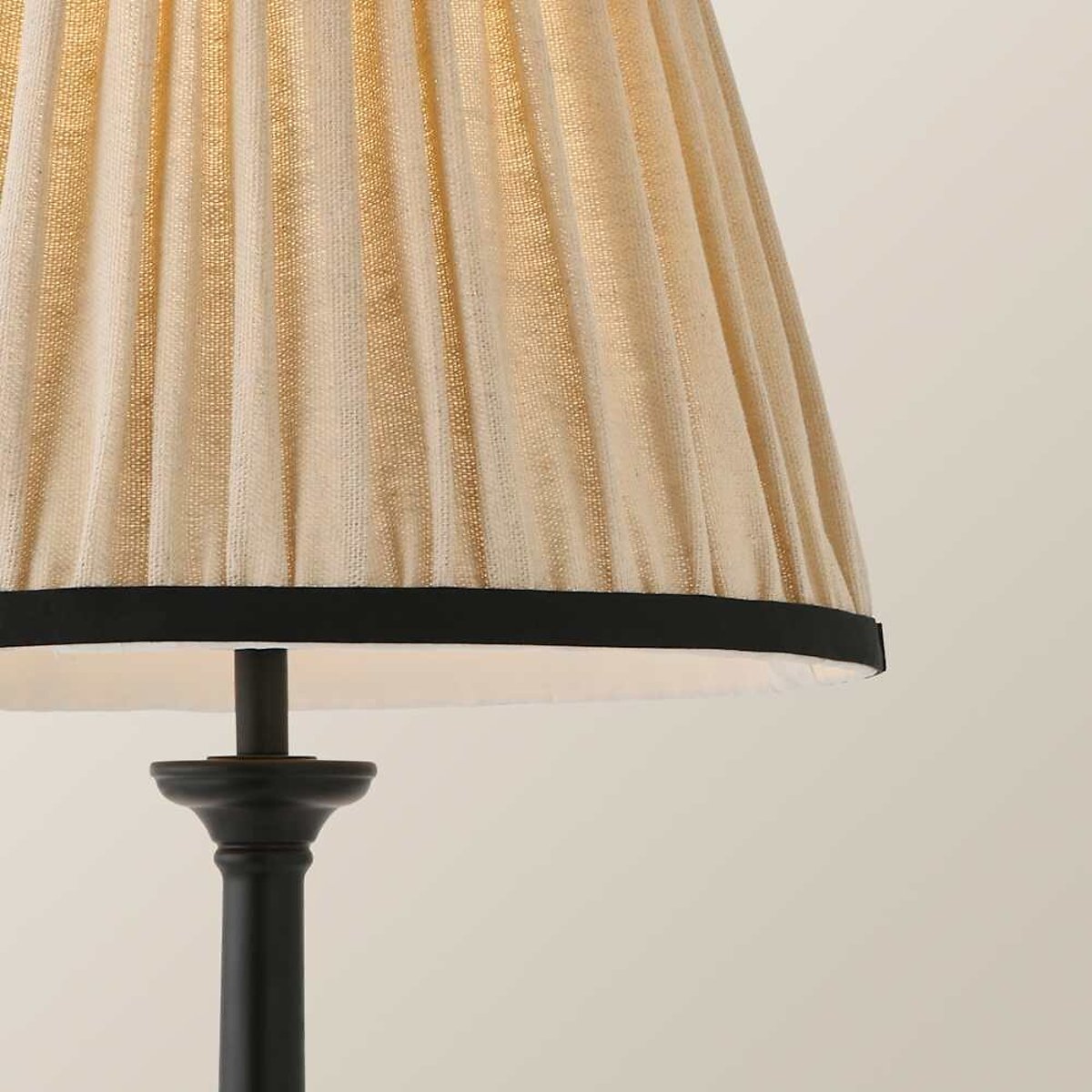 Clarissa Candlestick Table Lamp with Linen Pleated Shade black, SO'HOME