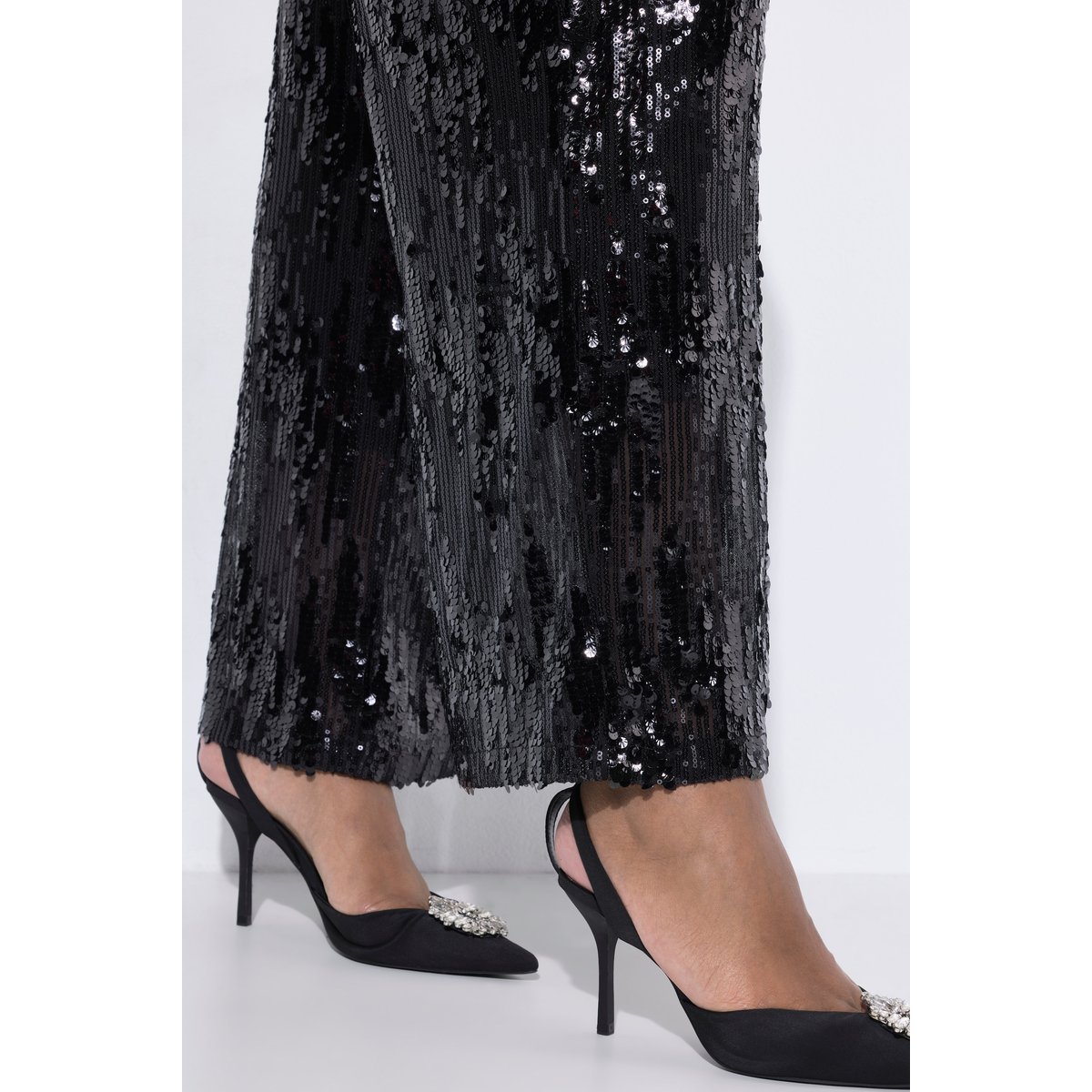 Pantalon large à sequins noir, ULLA POPKEN