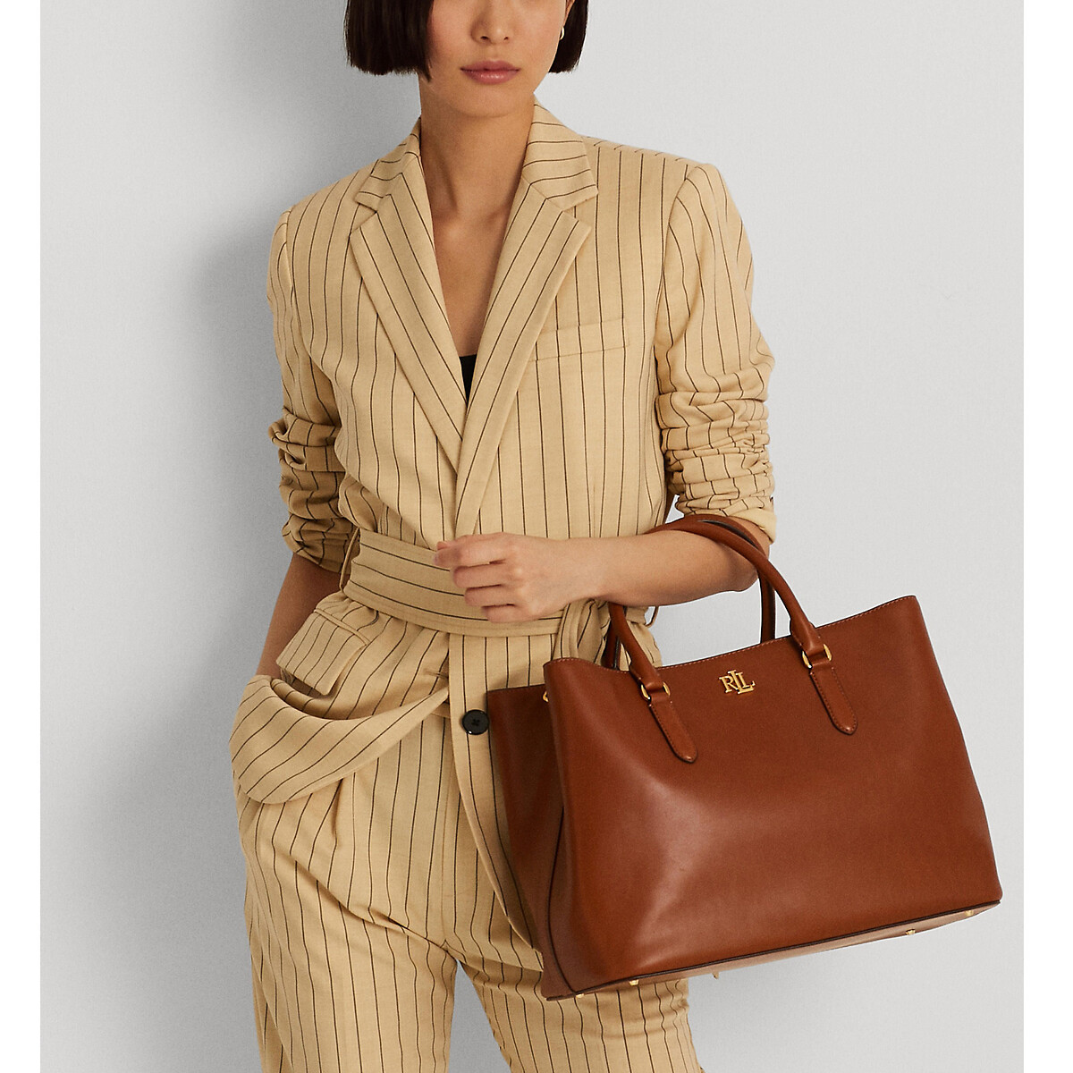 Sac à main en cuir marron, LAUREN RALPH LAUREN