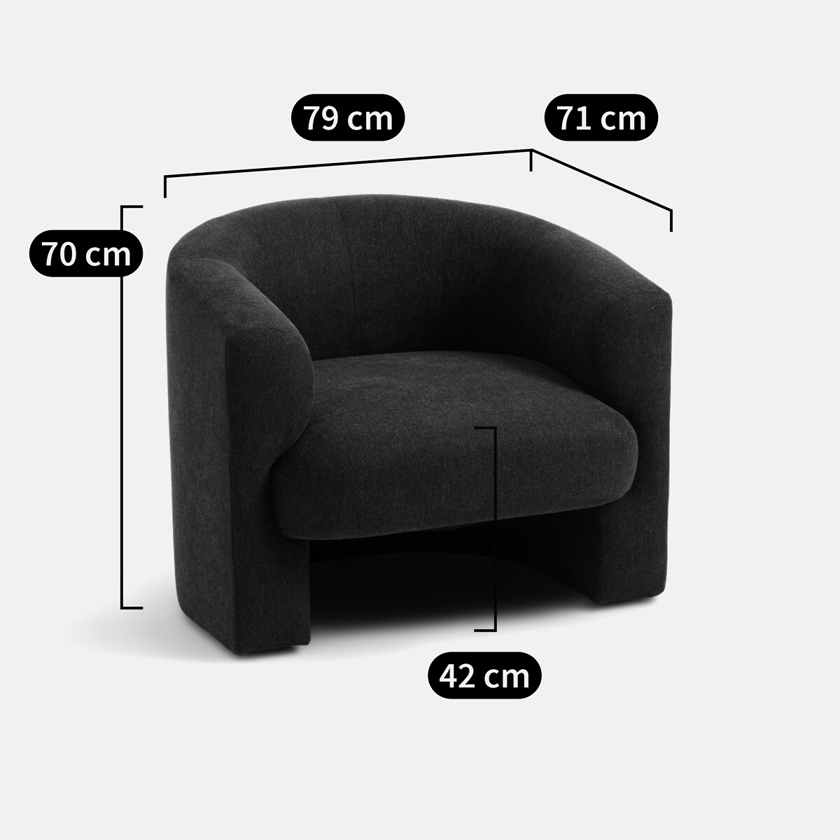 Fauteuil rétro tissu texturé, Nolami vert forêt, LA REDOUTE INTERIEURS