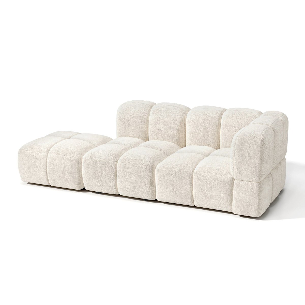 Canapé modulable 5 places en velours texturé NUBI crème, SIA HOME