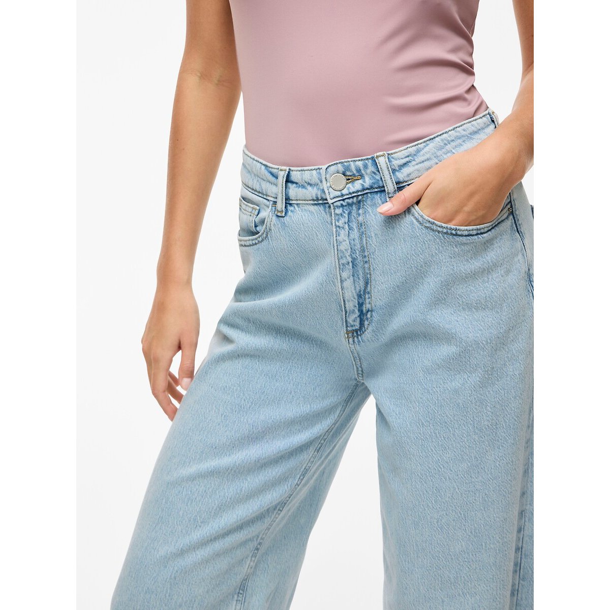 Jean large, taille haute light blue denim, VILA