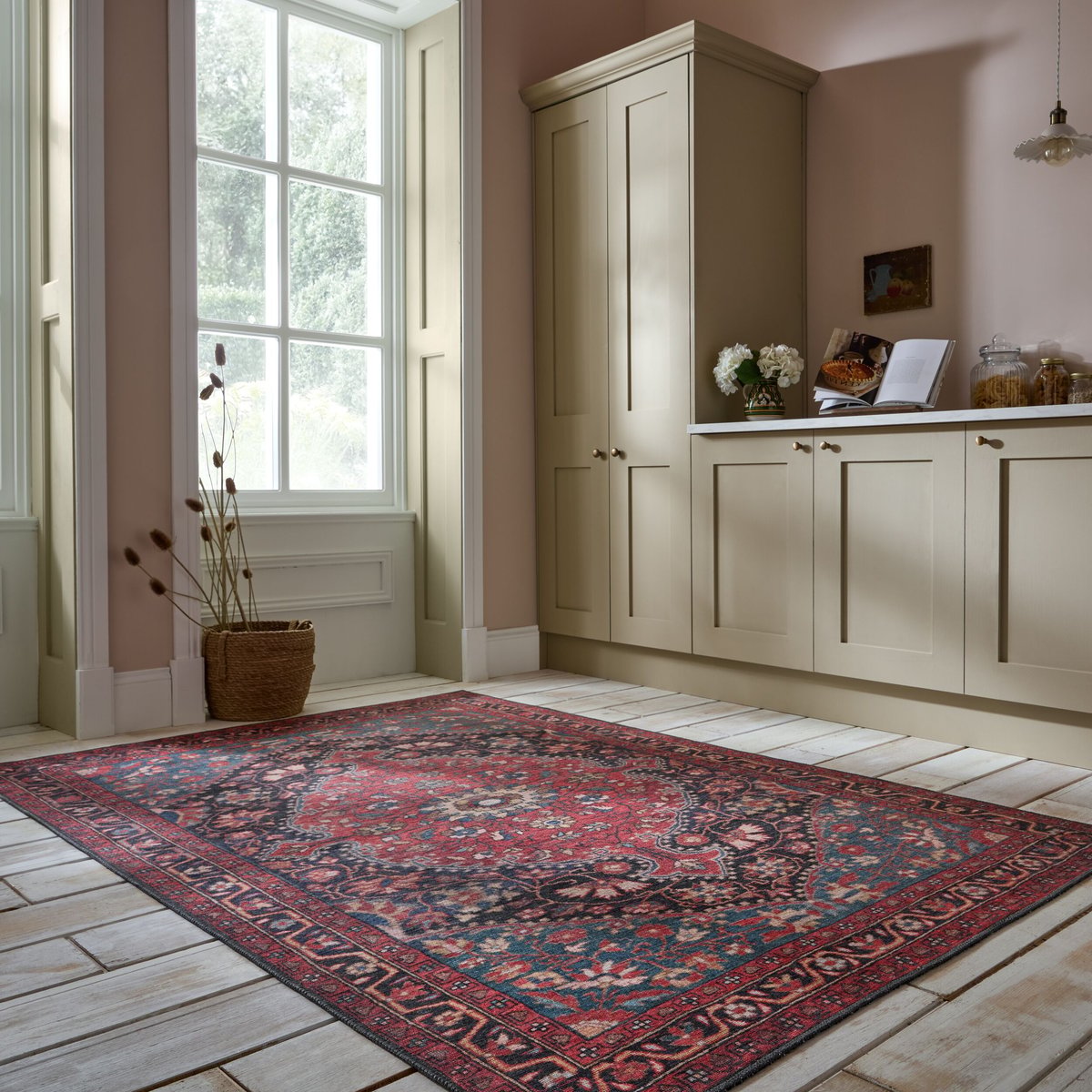 Tapis lavable MEDALLION rouge, FLAIR RUGS