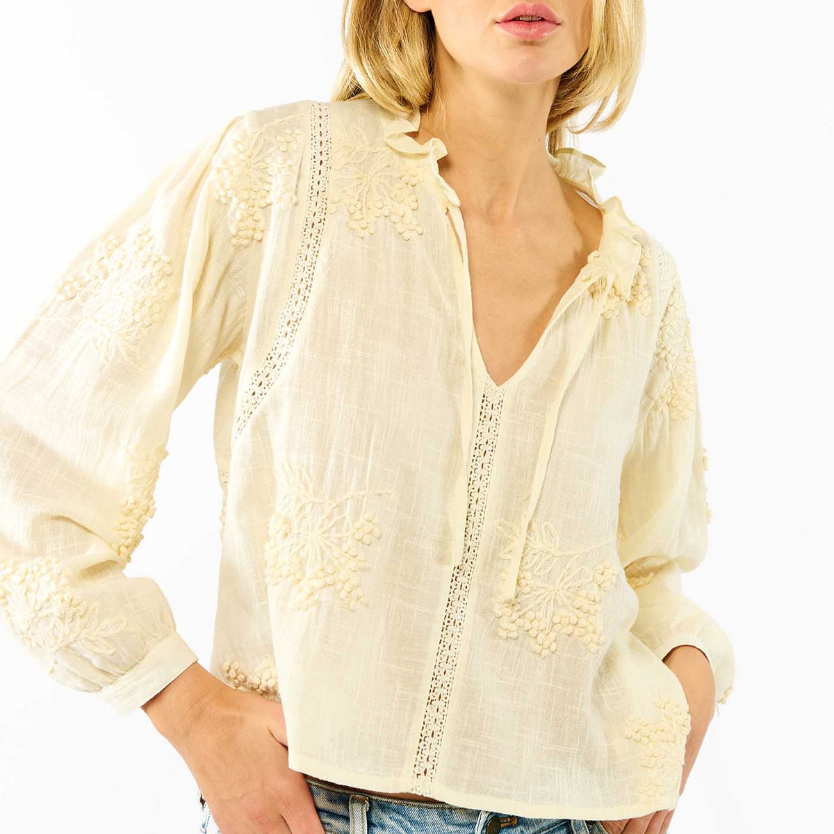 Blouse en coton brodé TERESA blanc, WILD