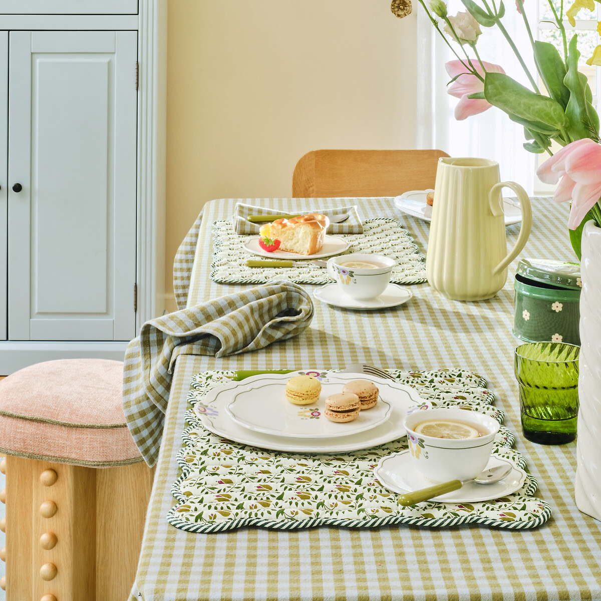 Set of 2 Sivali Cotton Reversible Placemats print/ecru background, LA REDOUTE INTERIEURS