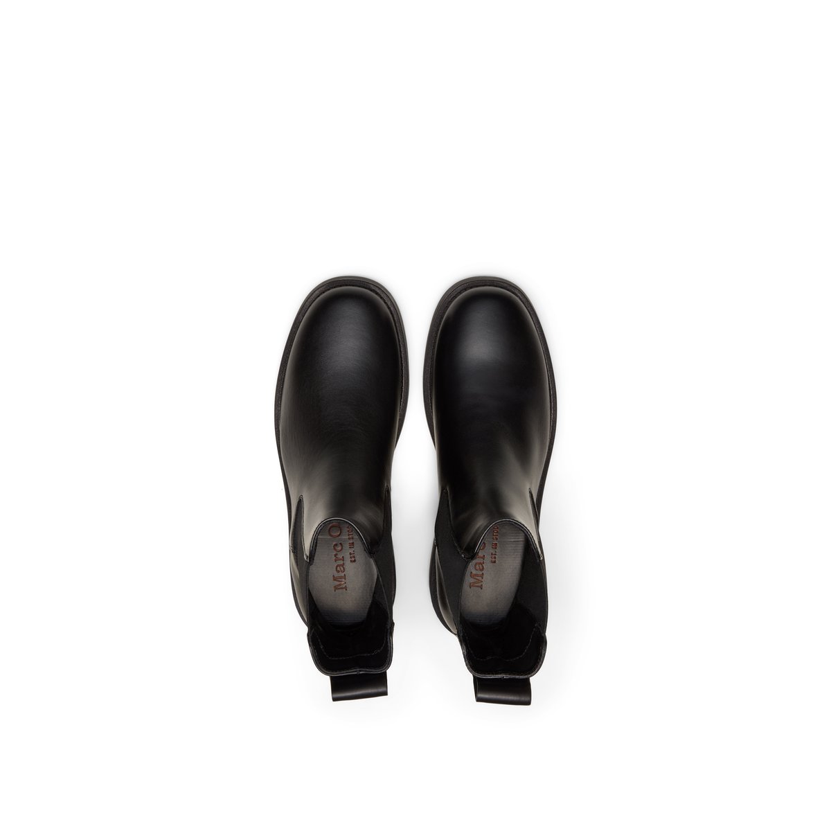 Bottines Chelsea, modèle Erin en cuir de vachette de qualité supérieure noir, MARC O'POLO