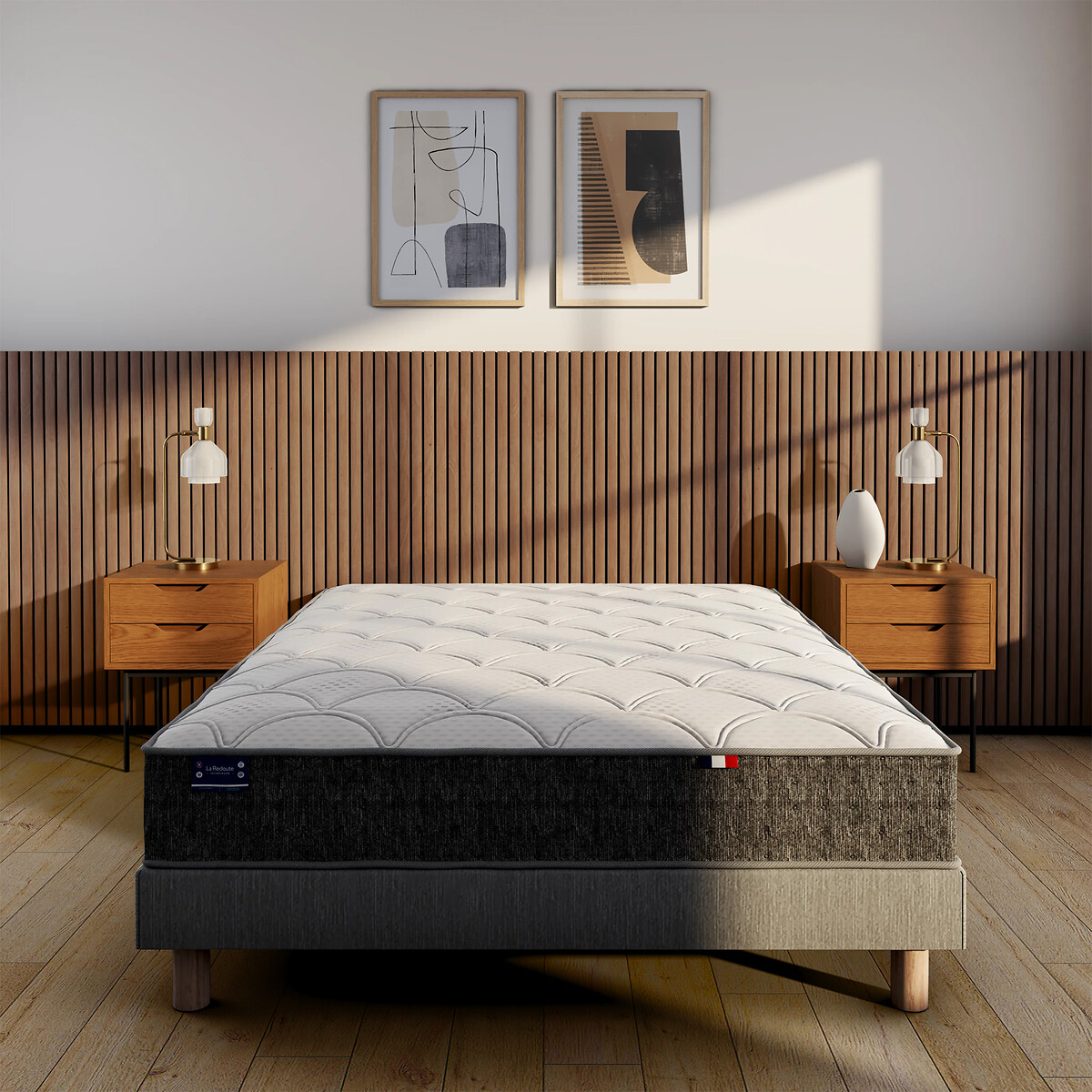Matelas mousse HR 35 kg/m3, soutien mi-ferme, accueil moelleux blanc/gris, LA REDOUTE INTERIEURS