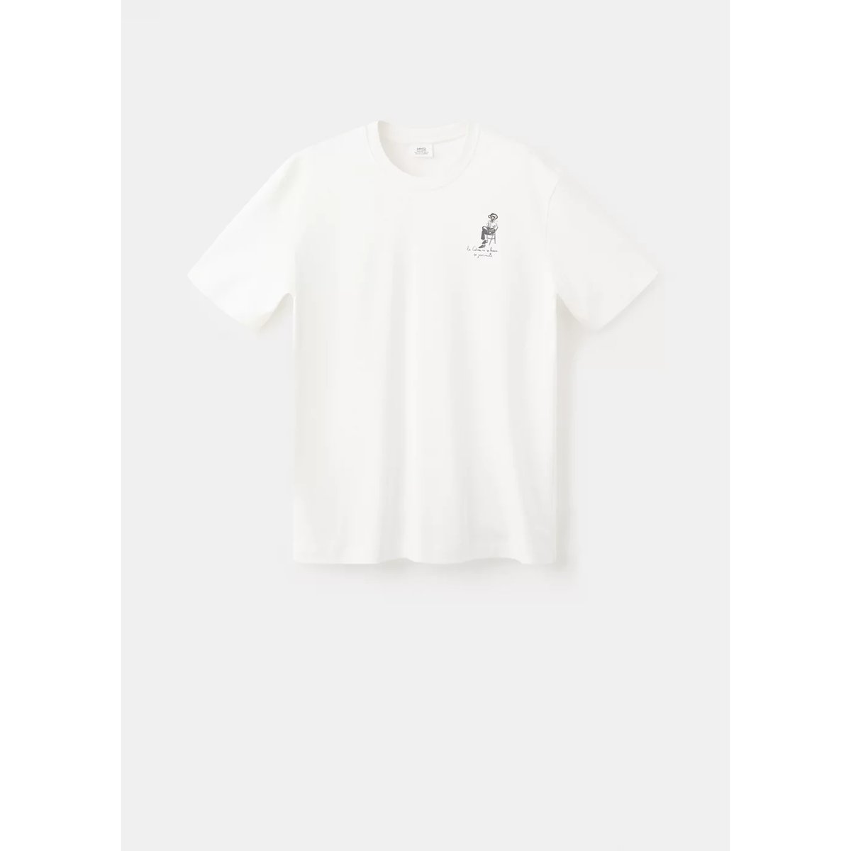 T-shirt 100 % coton détail brodé blanc, MANGO MAN