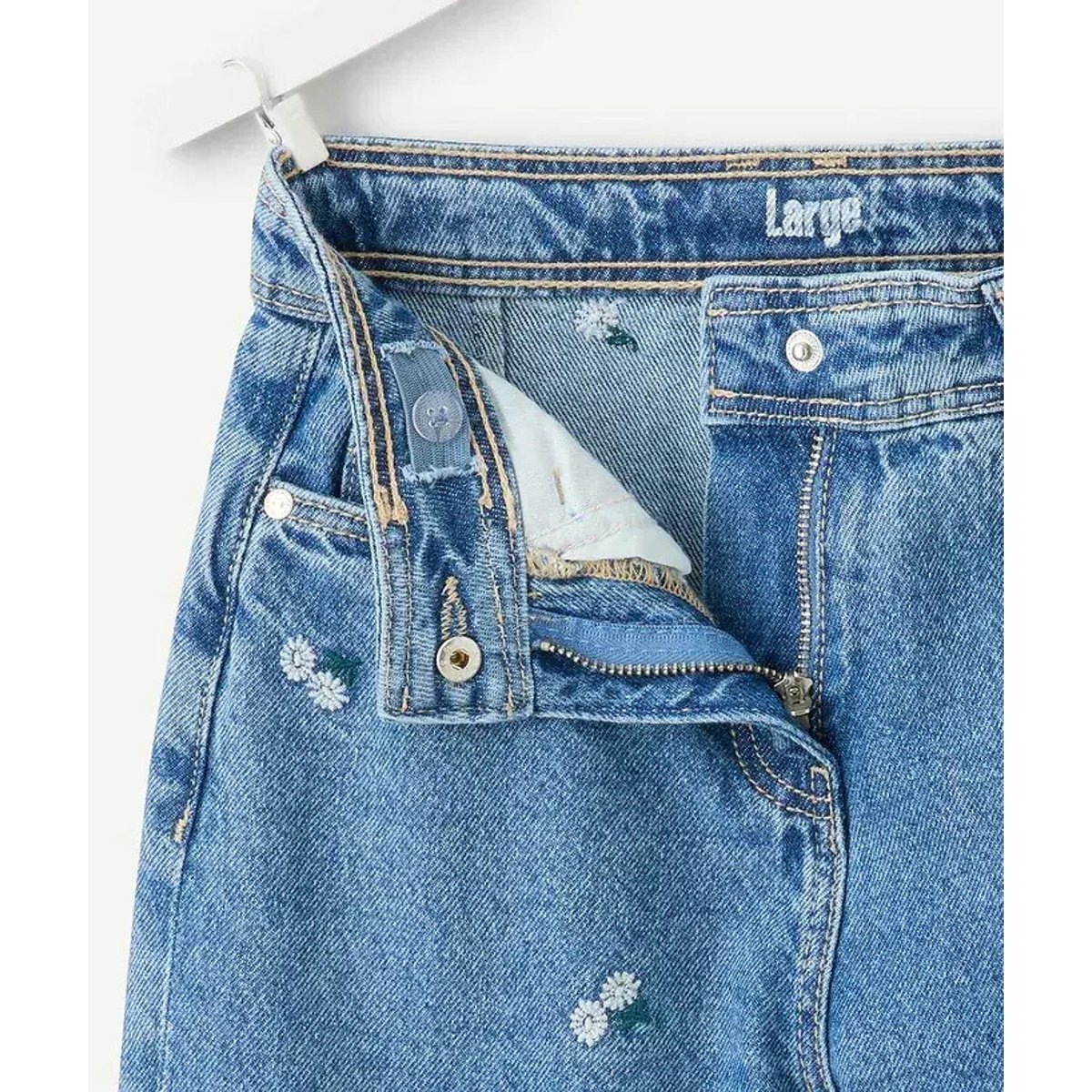 Jean large avec broderie denim bleu, TAPE A L'OEIL
