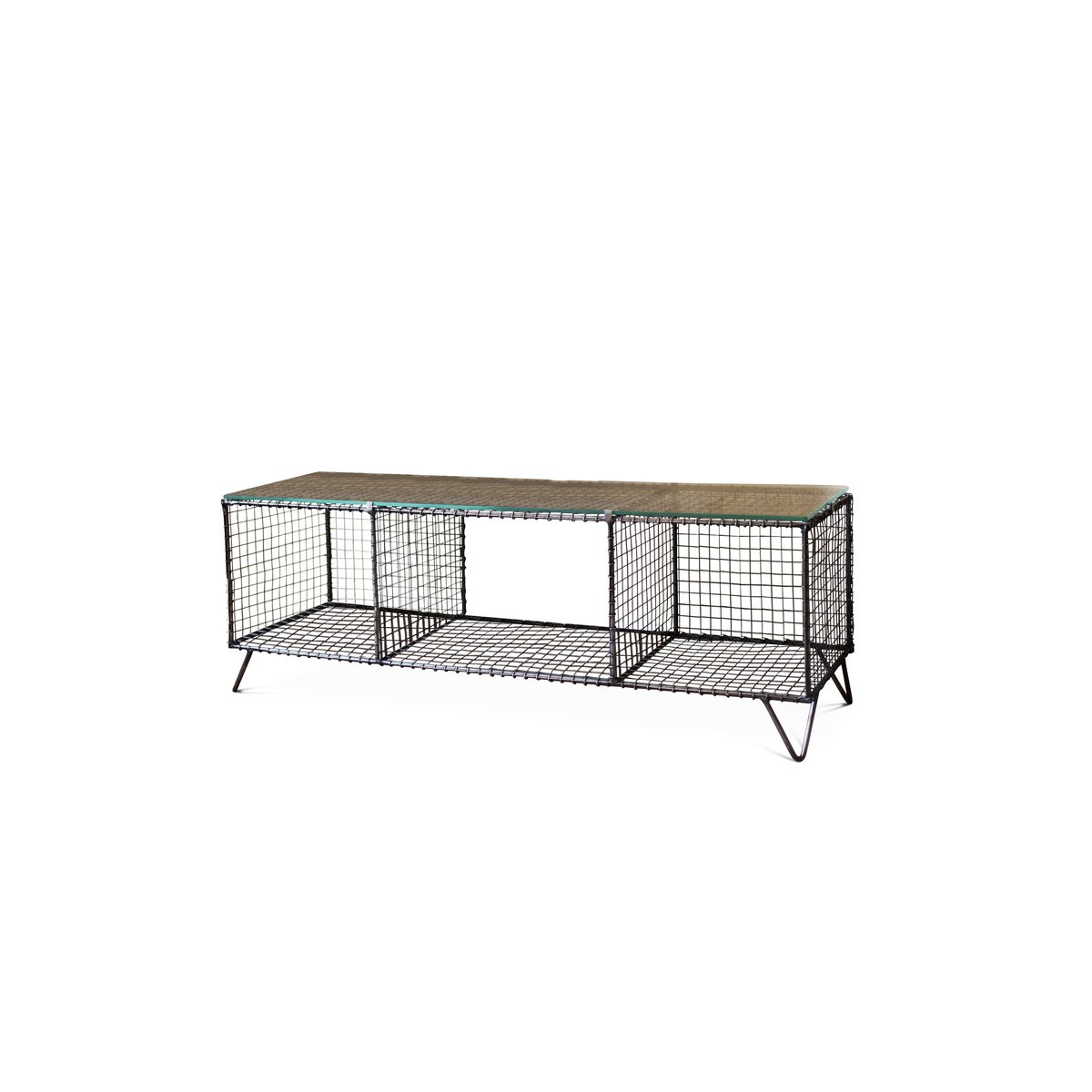 Meuble TV en métal ONTARIO argent, PRODUIT INTERIEUR BRUT