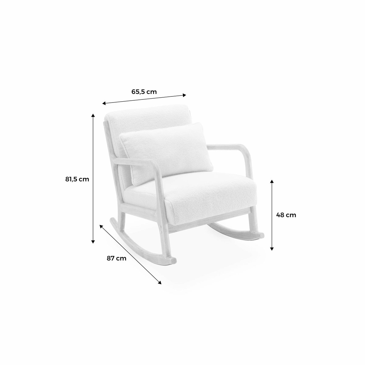 Rocking chair scandinave bois d'hévéa et bouclette LORENS crème, SWEEEK