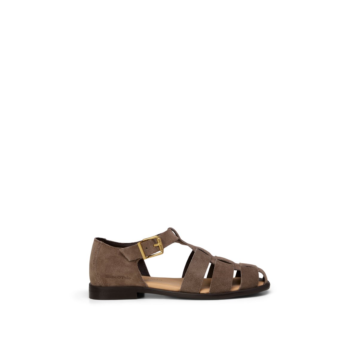 Sandales de pêcheur modèle Fiona en cuir velours doux beige, MARC O'POLO