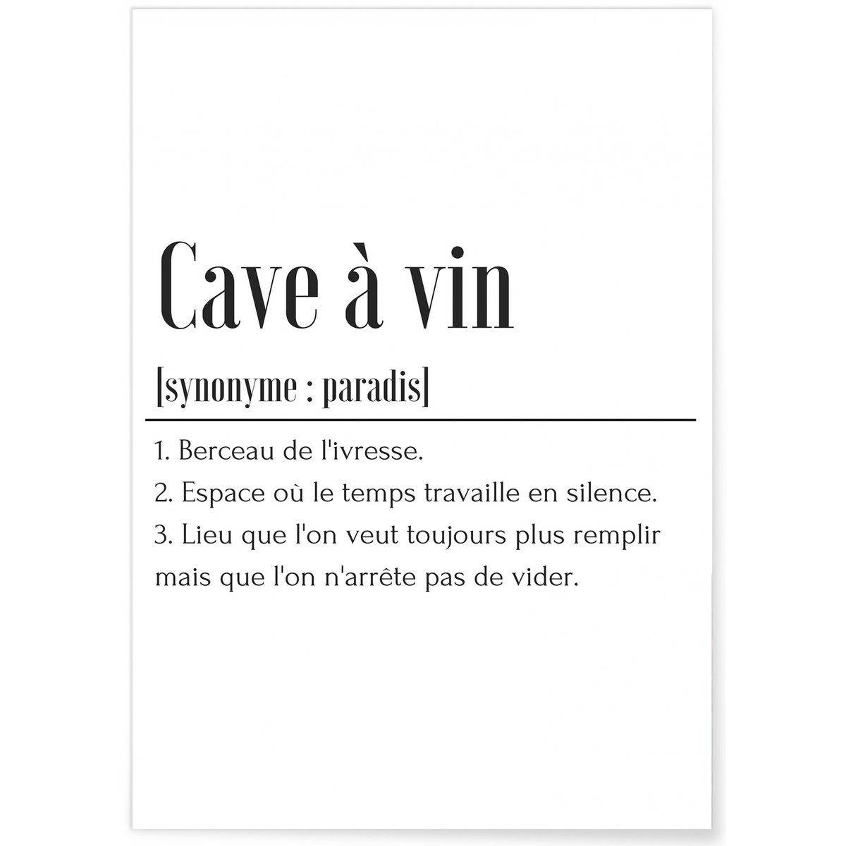 Affiche Définition Cave à Vin blanc, L'AFFICHERIE