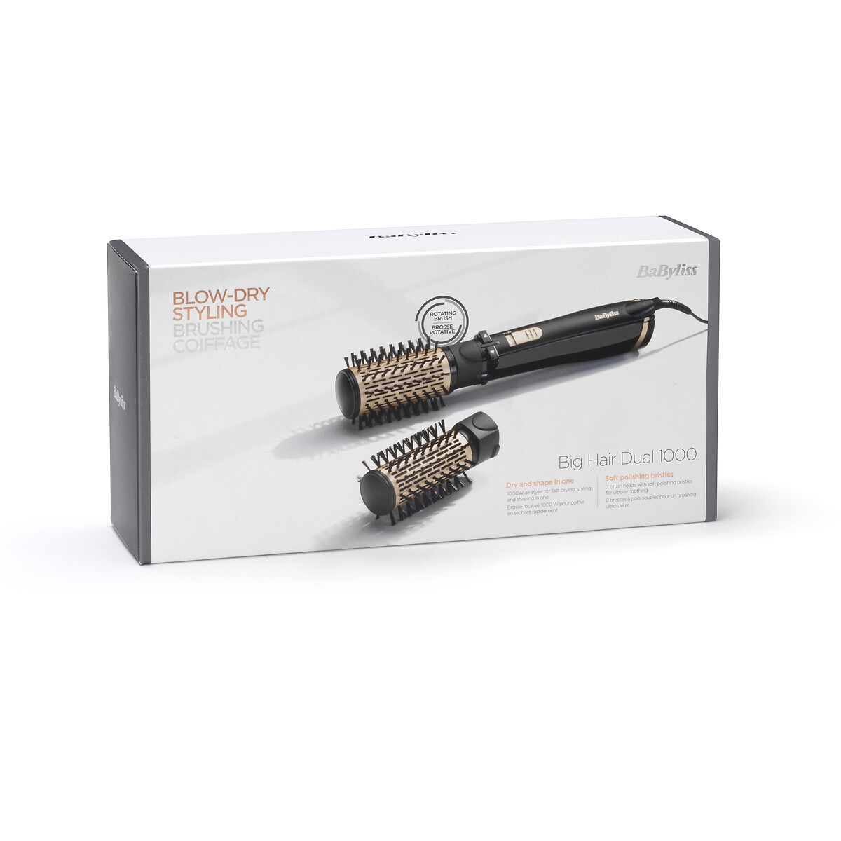 Brosse soufflante rotative Big Hair Dual 1000 AS96 noir doré, BABYLISS