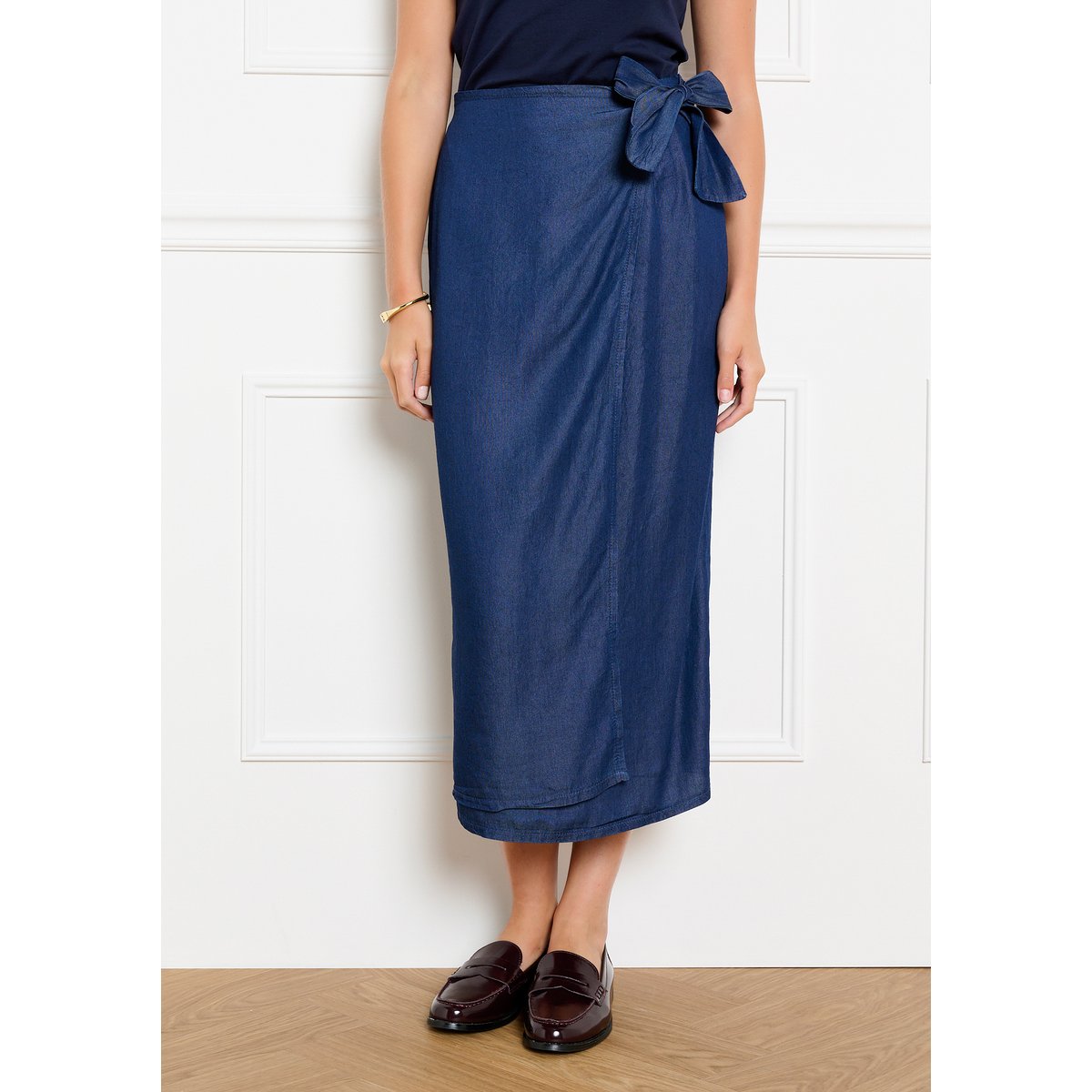 Jupe portefeuille Tencel dark blue, LOLALIZA