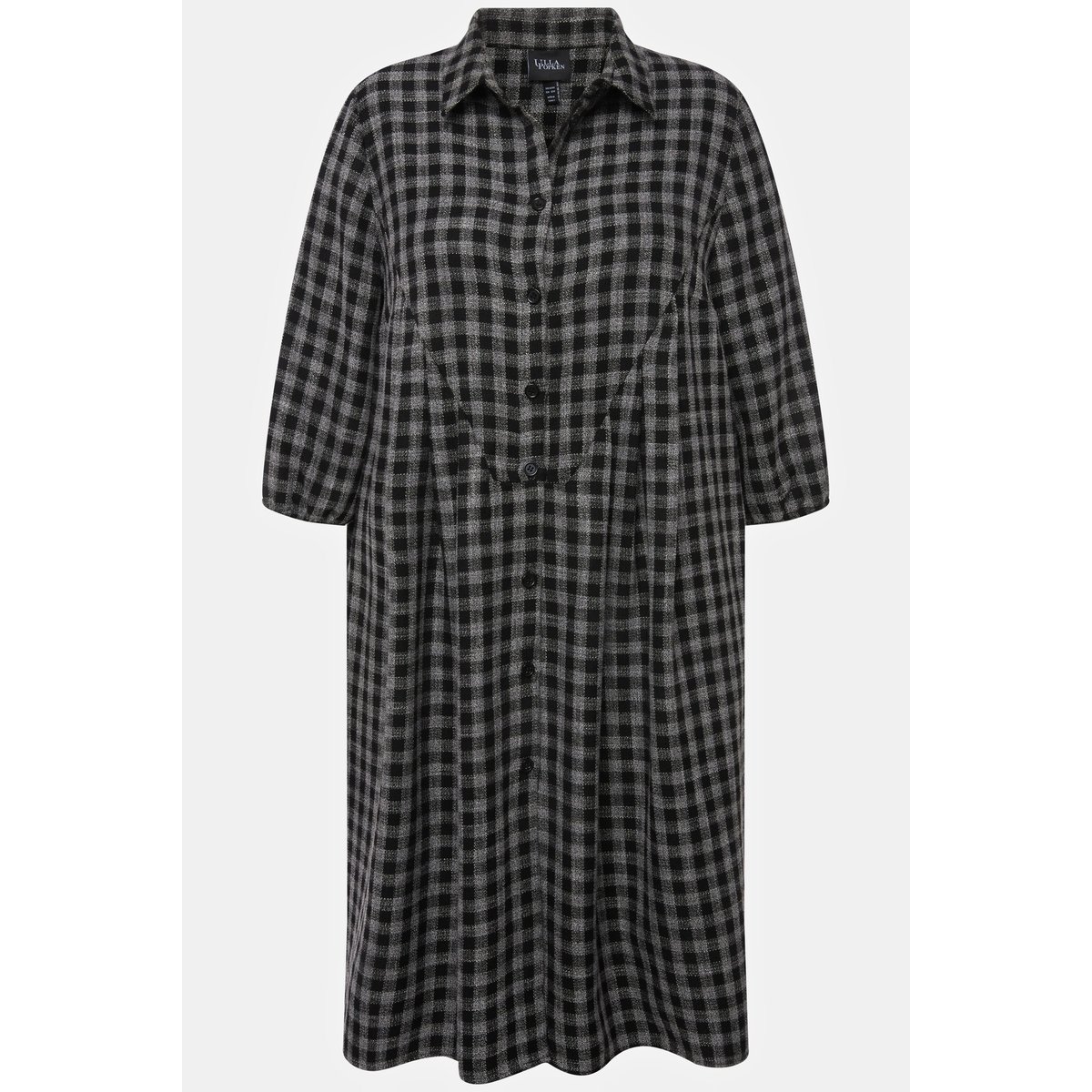 Robe midi à col chemise et manches 3/4 noir, ULLA POPKEN