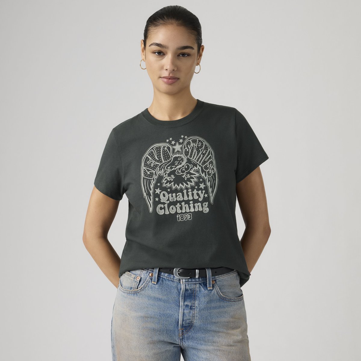 T-shirt graphique Favorite noir - rhinestone eagle reissue pirate black, LEVI'S