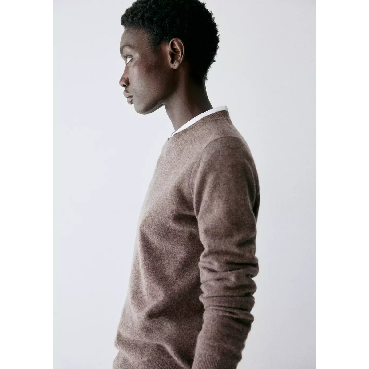 Pull-over 100 % cachemire col rond marron moyen, MANGO